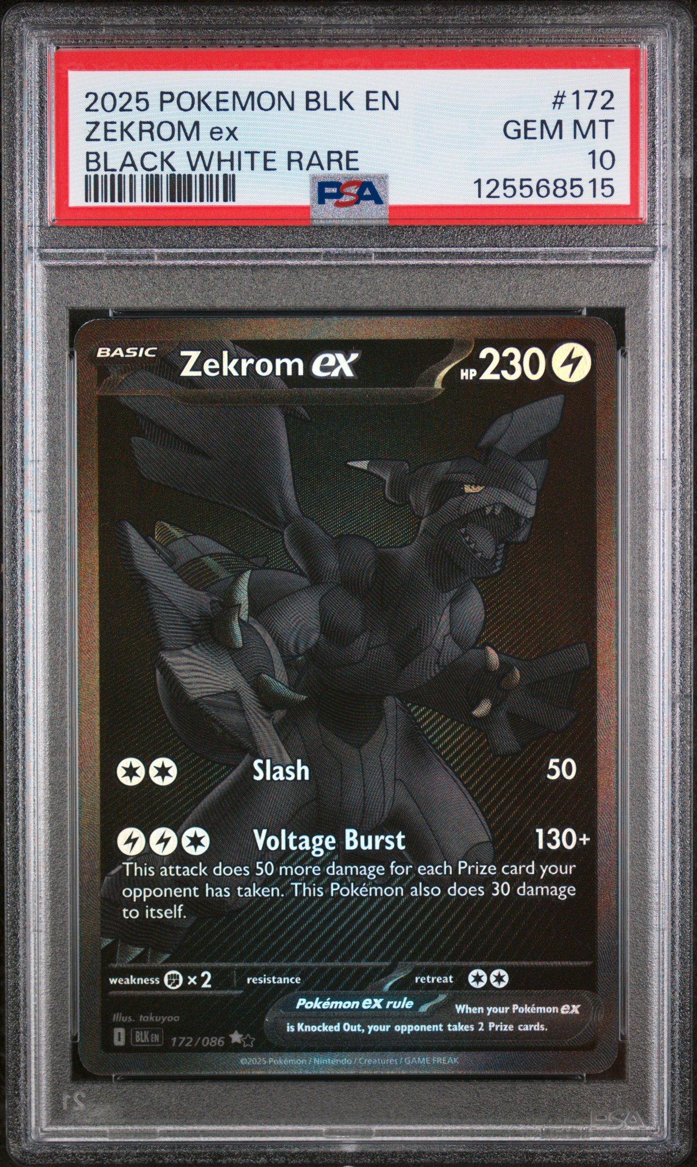 2025 Pokemon Blk En-black Bolt 172 Zekrom Ex Black White Rare PSA