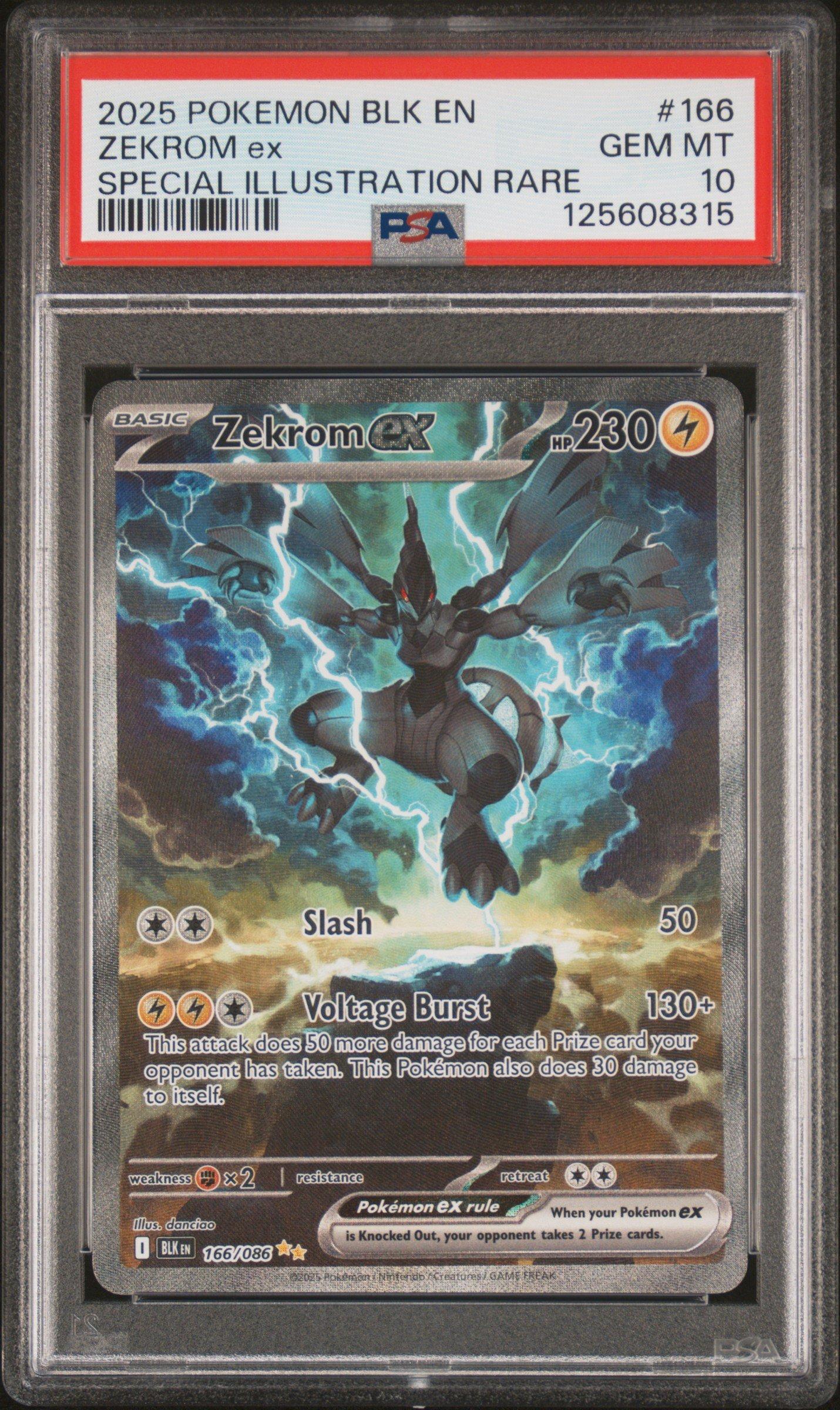 2025 Pokemon Blk En-black Bolt 166 Zekrom Ex Special Illustration
