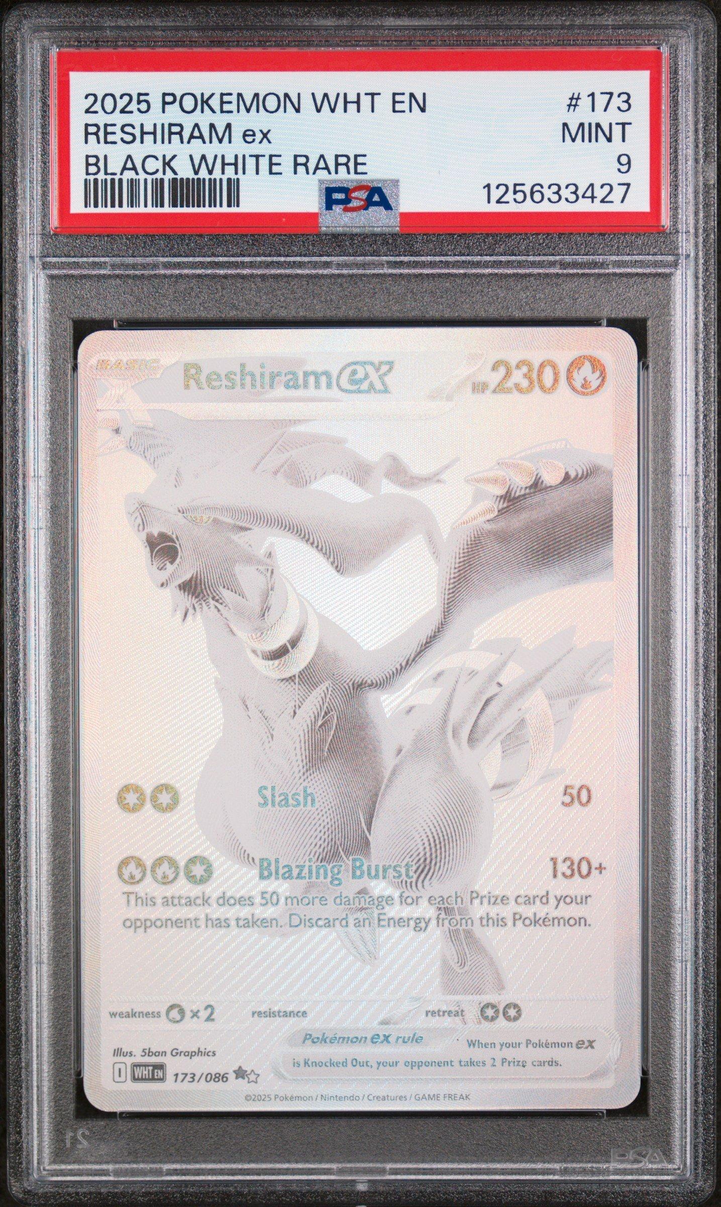 2025 Pokemon Wht En-white Flare 173 Reshiram Ex Black White Rare