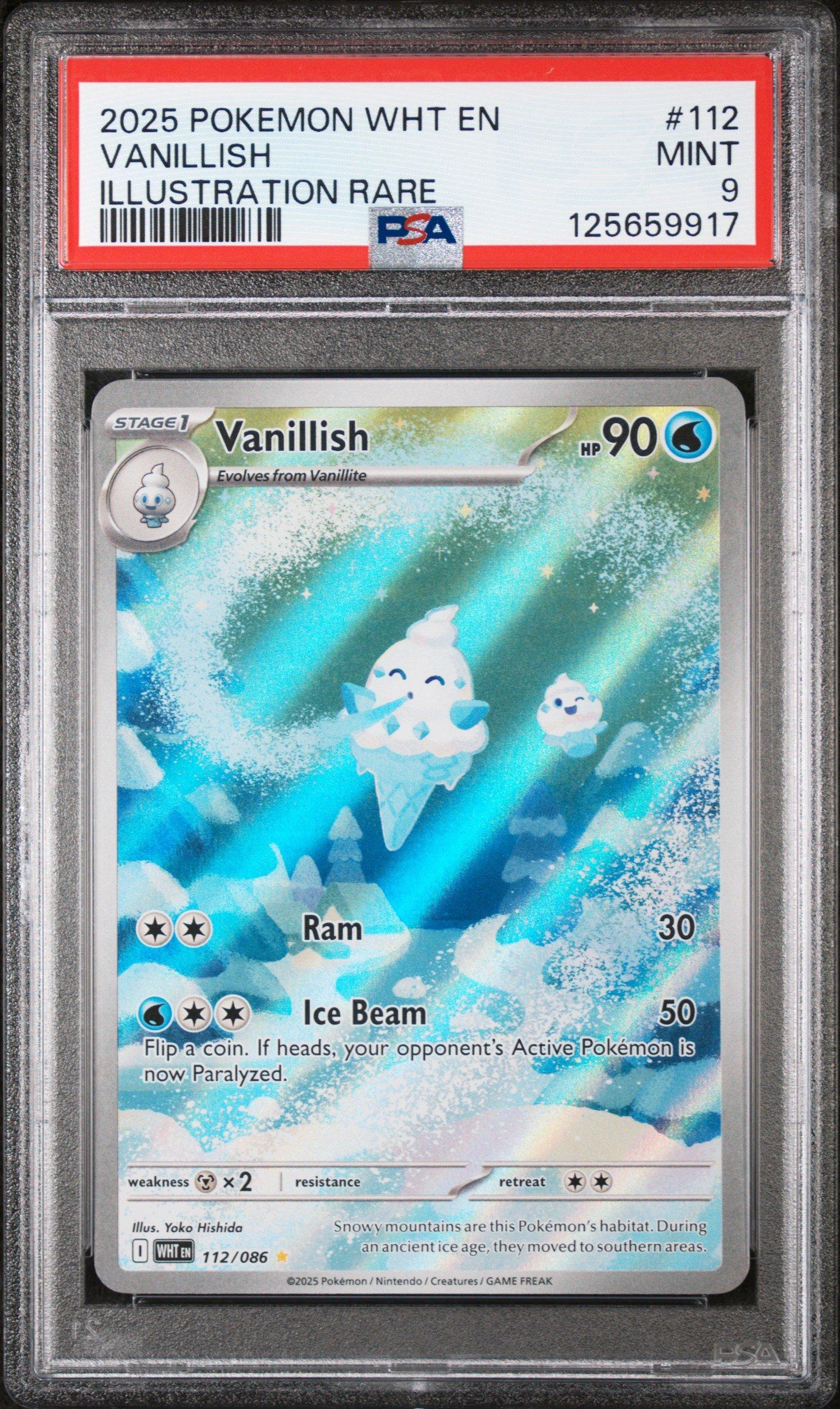 2025 Pokemon Wht En-white Flare 112 Vanillish Illustration Rare PSA 9