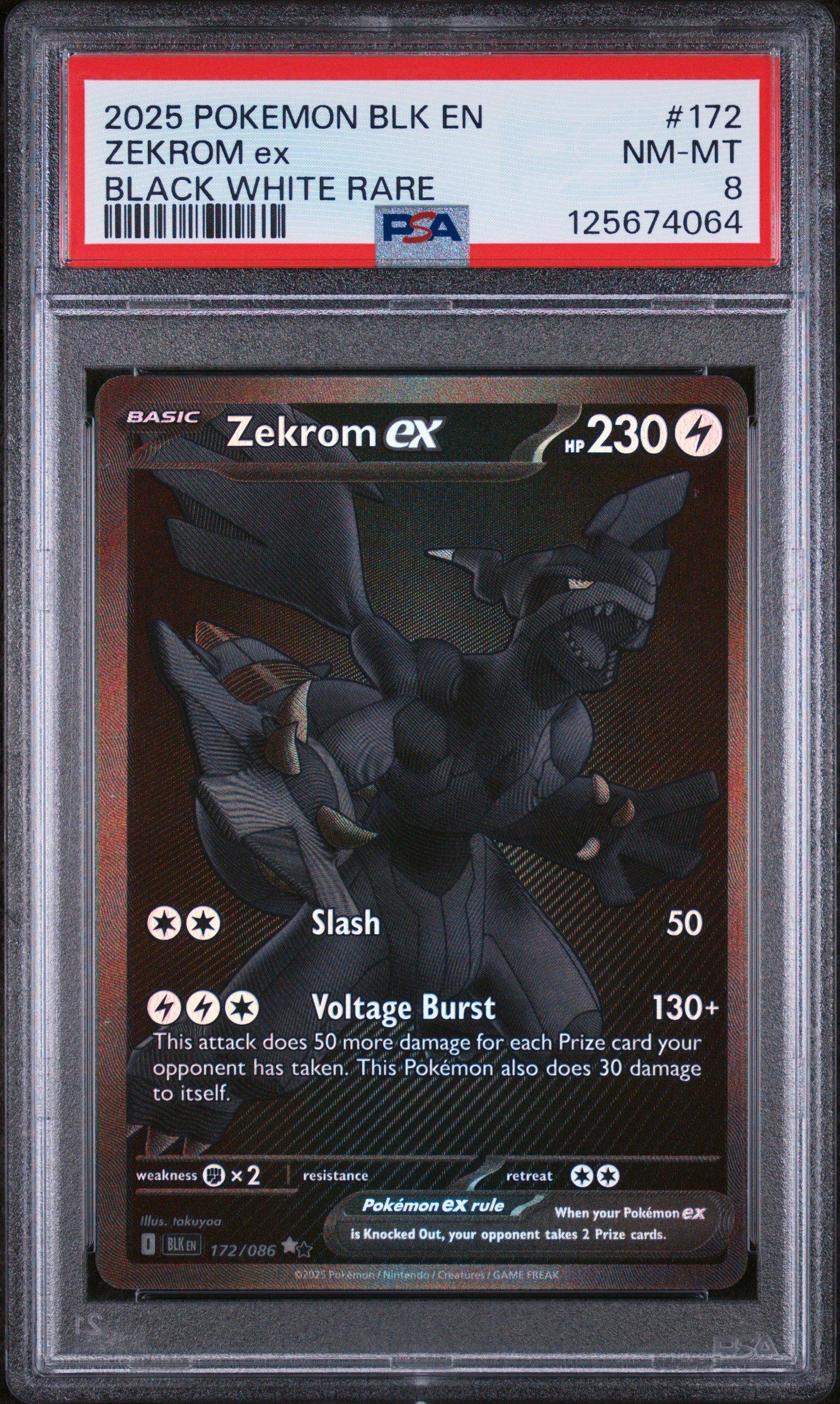 2025 Pokemon Blk En-black Bolt 172 Zekrom Ex Black White Rare PSA