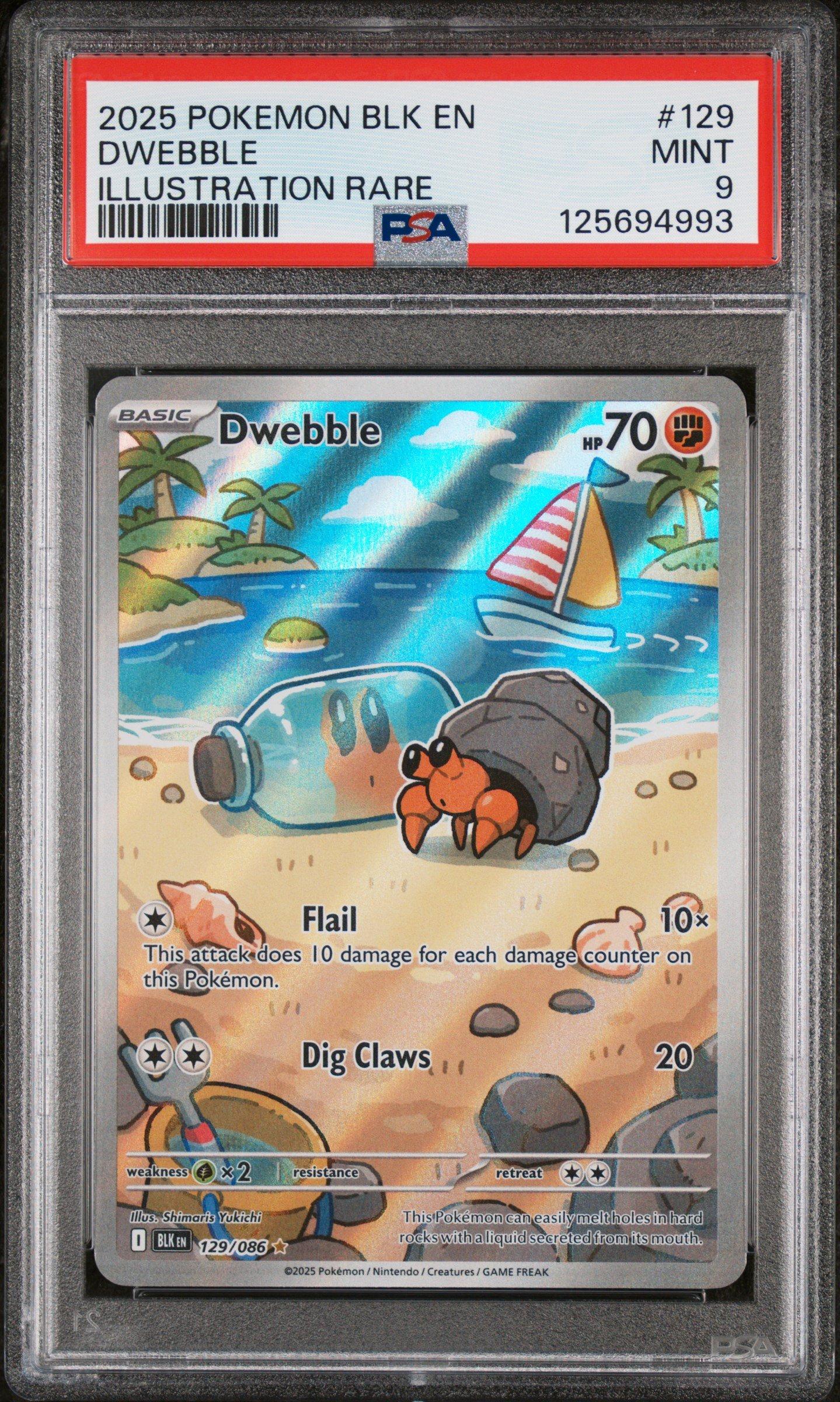 2025 Pokemon Blk En-black Bolt 129 Dwebble Illustration Rare PSA 9