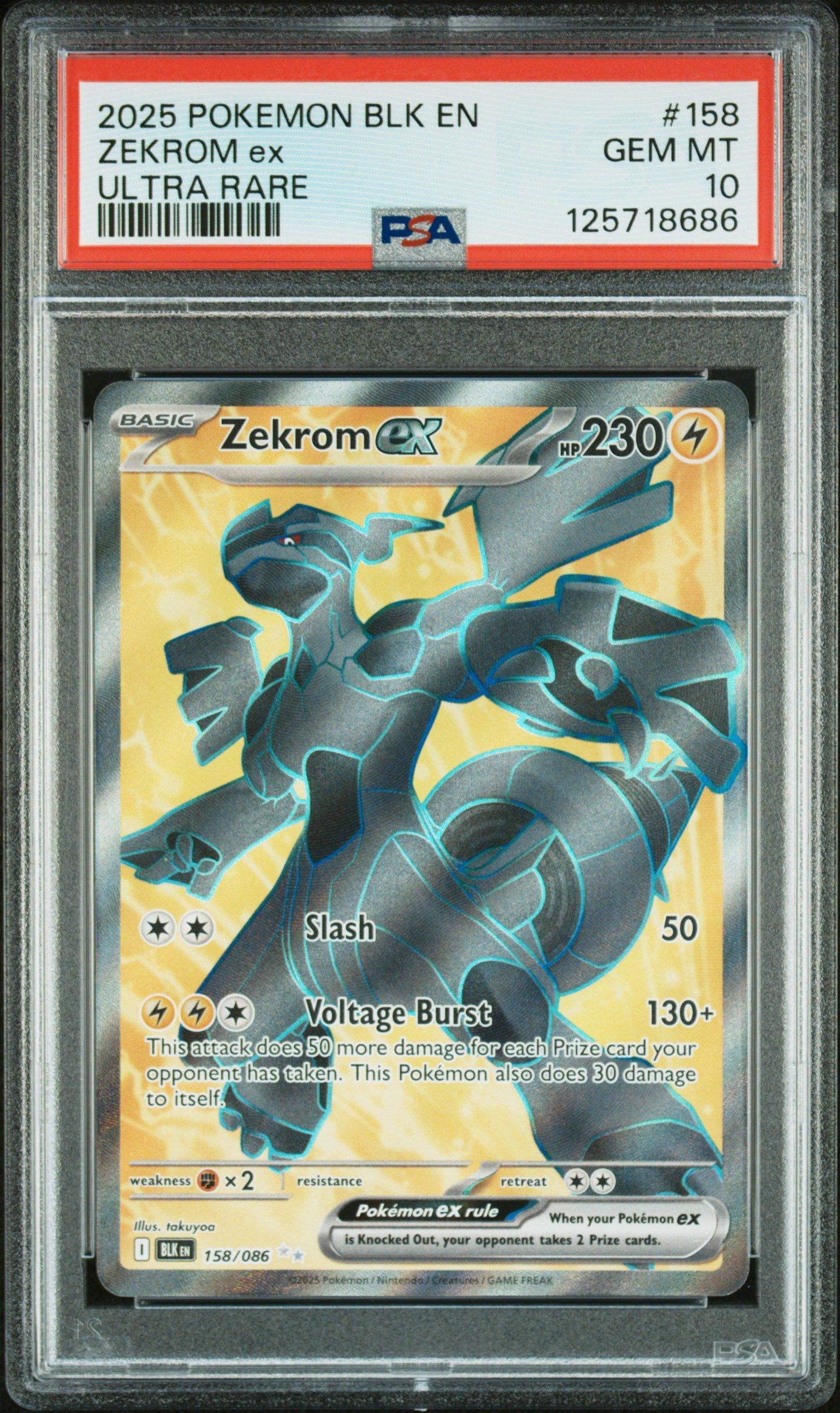 2025 Pokemon Blk En-black Bolt 158 Zekrom Ex Ultra Rare PSA 10