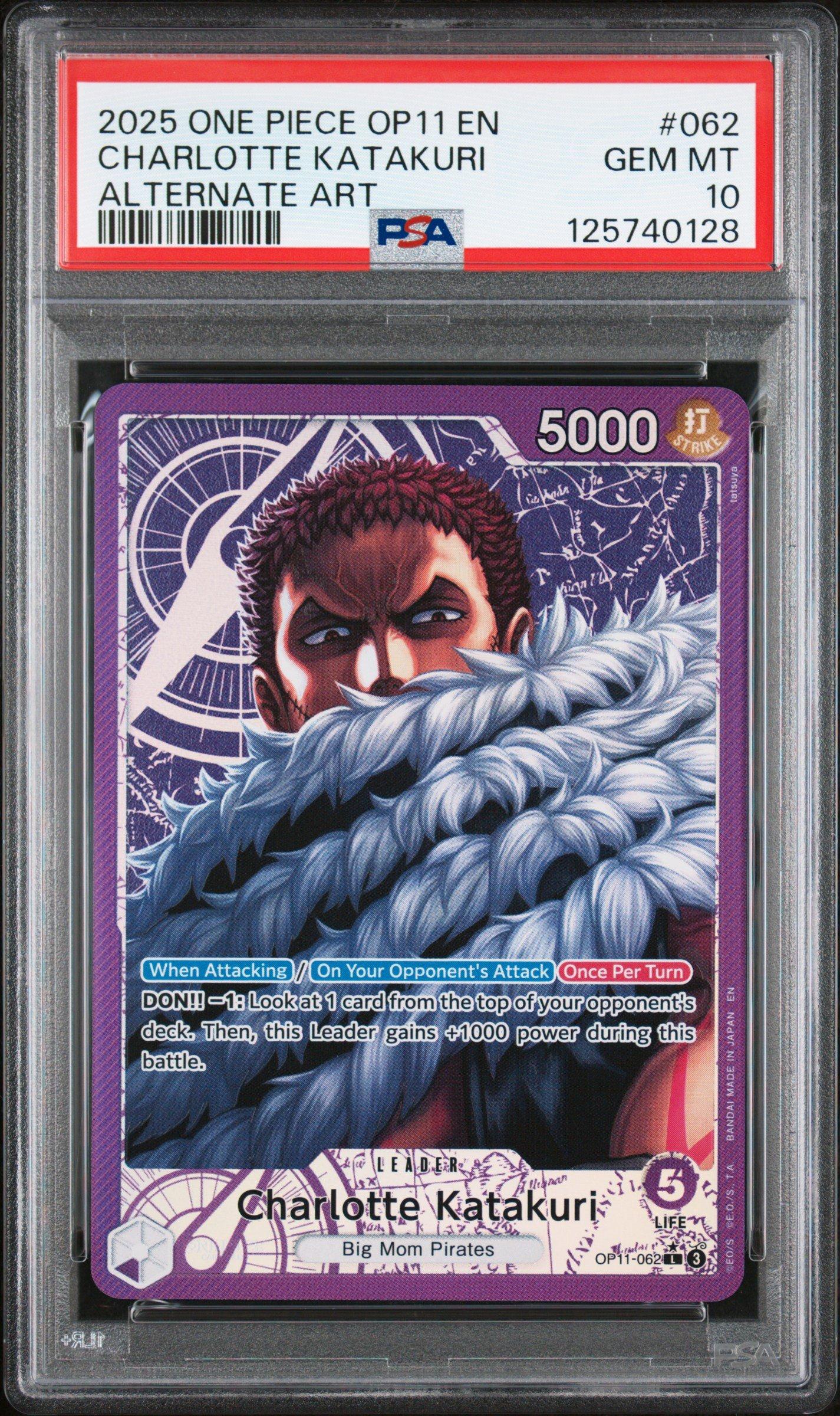 2025 One Piece Op11-a Fist Of Divine Speed 062 Charlotte Katakuri Alternate Art PSA 10