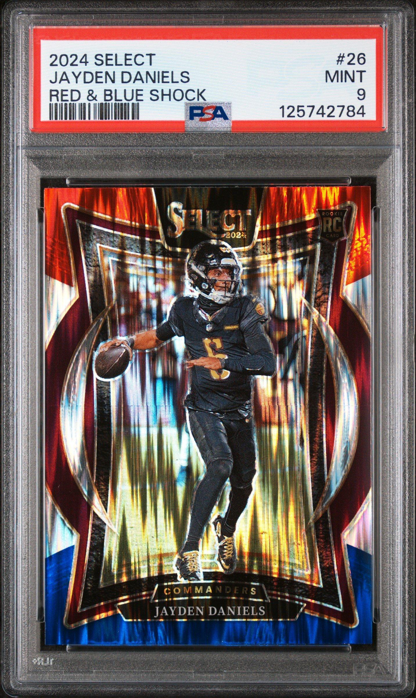 2024 Panini Select 26 Jayden Daniels Red & Blue Shock PSA 9