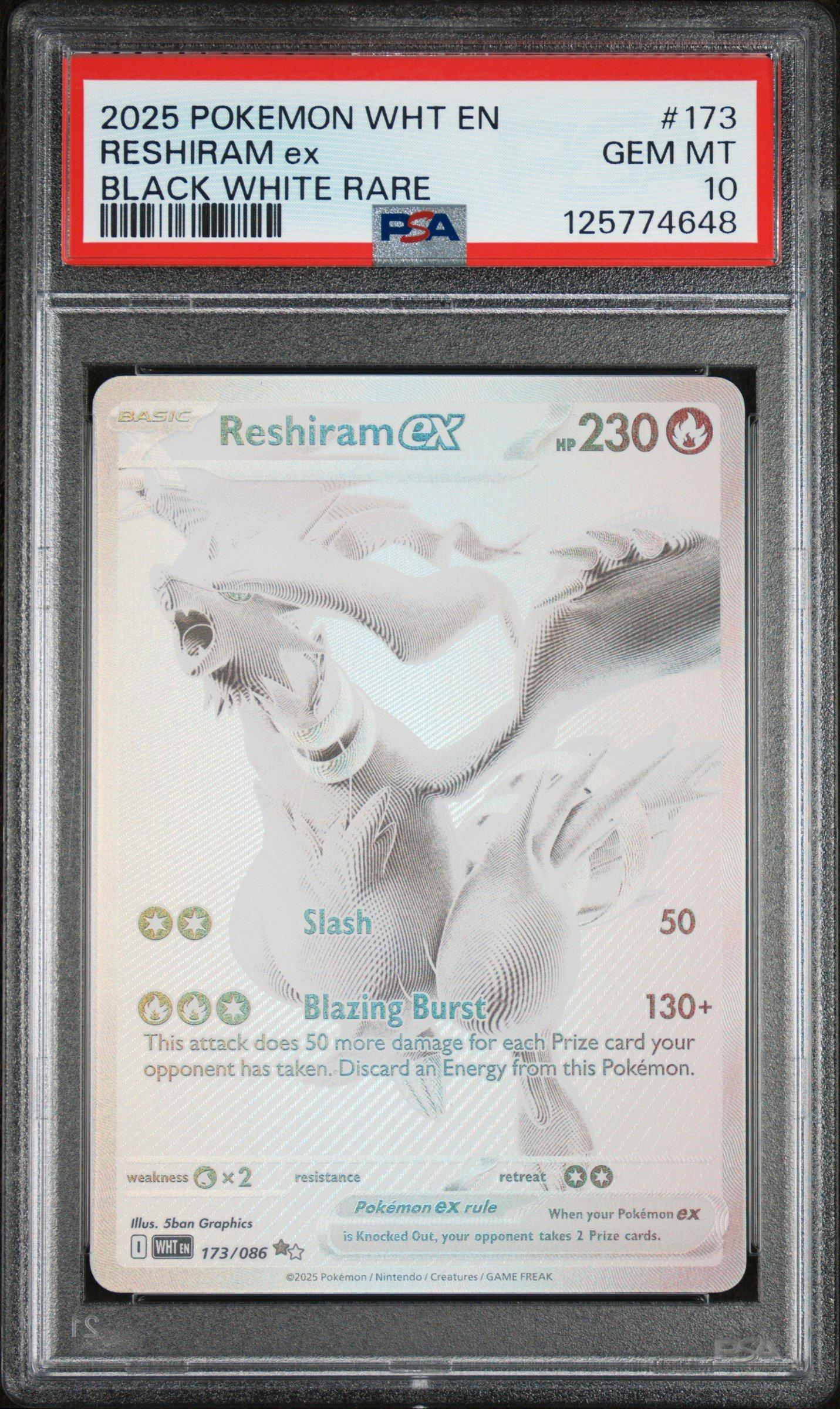 2025 Pokemon Wht En-white Flare 173 Reshiram Ex Black White Rare