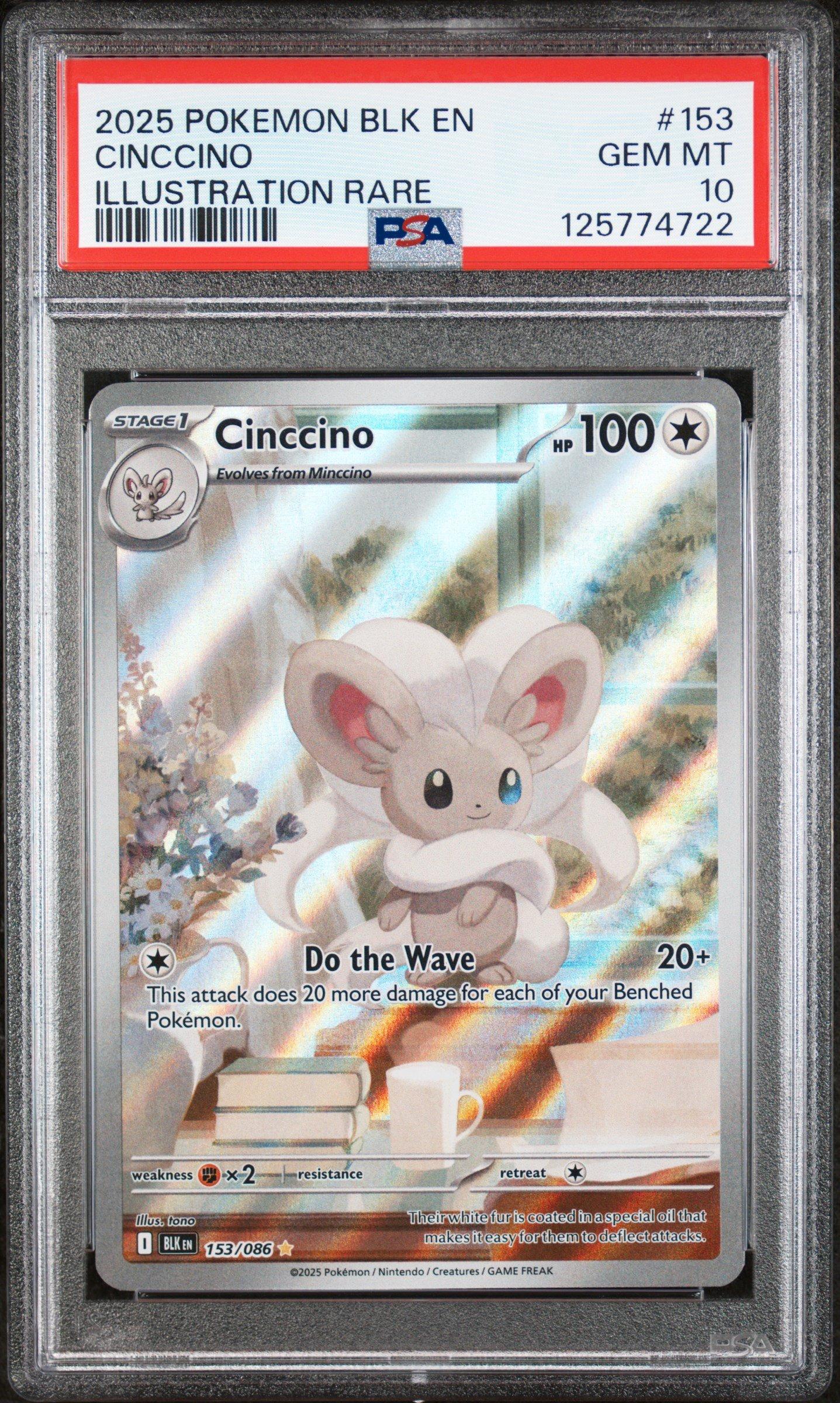 2025 Pokemon Blk En-black Bolt 153 Cinccino Illustration Rare PSA