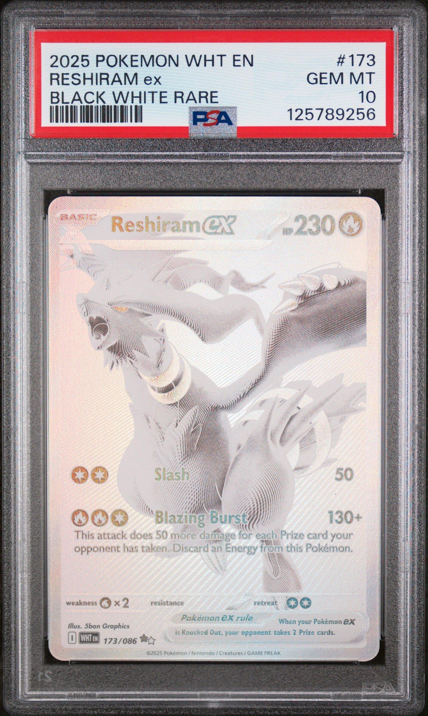 2025 Pokemon Wht En-white Flare 173 Reshiram Ex Black White Rare