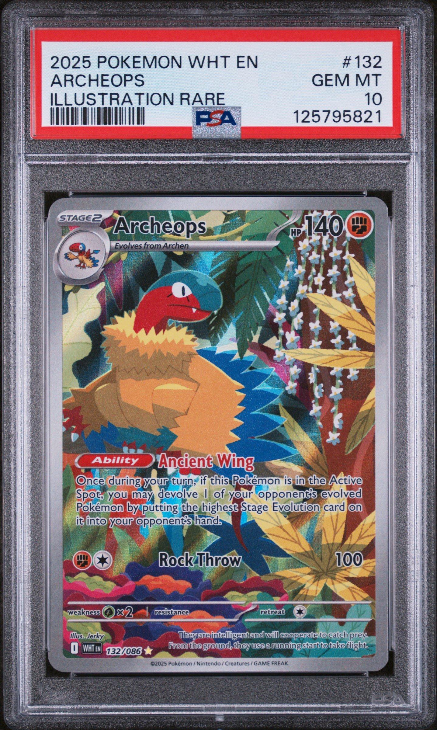 2025 Pokemon Wht En-white Flare 132 Archeops Illustration Rare PSA