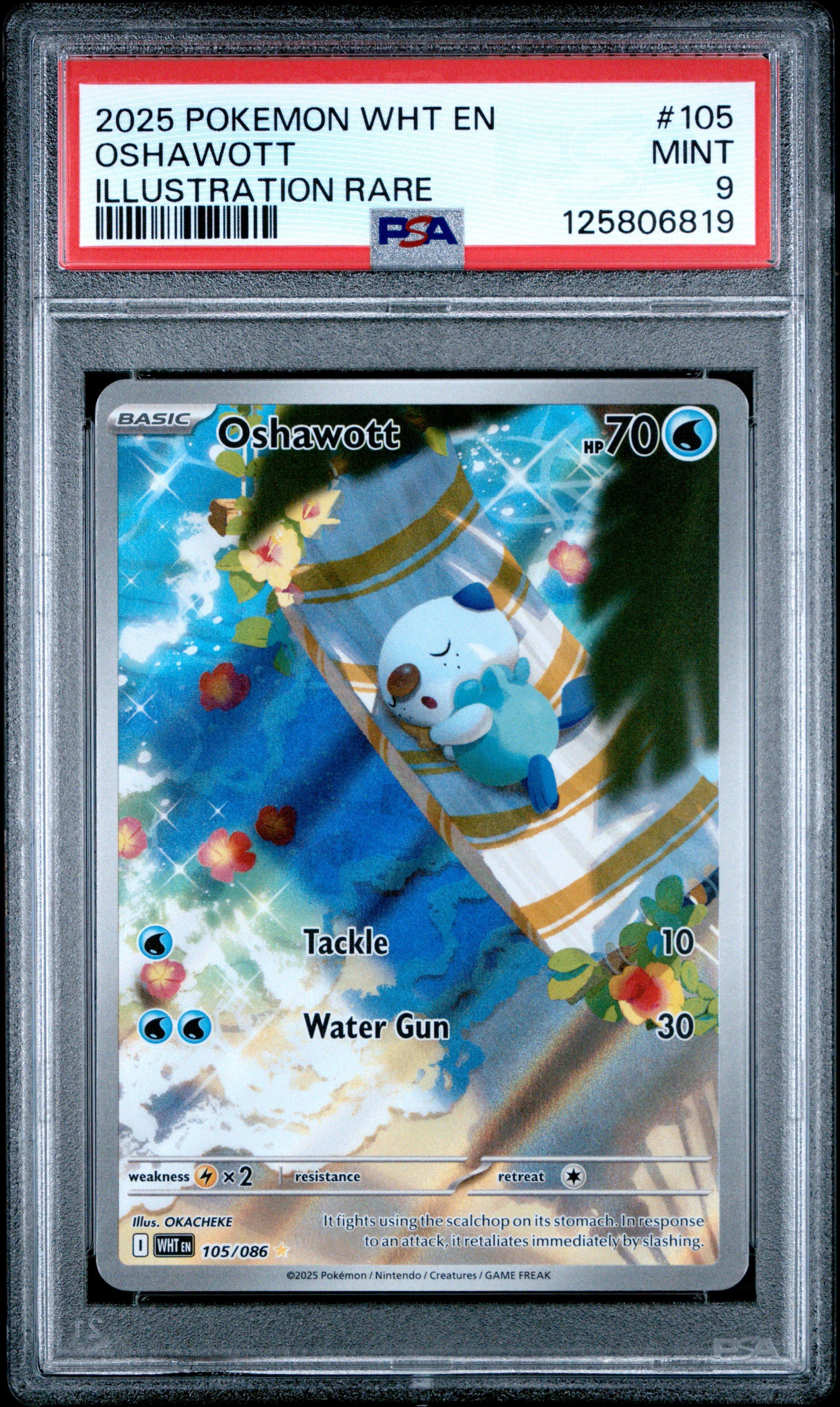 2025 Pokemon Wht En-white Flare 105 Oshawott Illustration Rare PSA 9