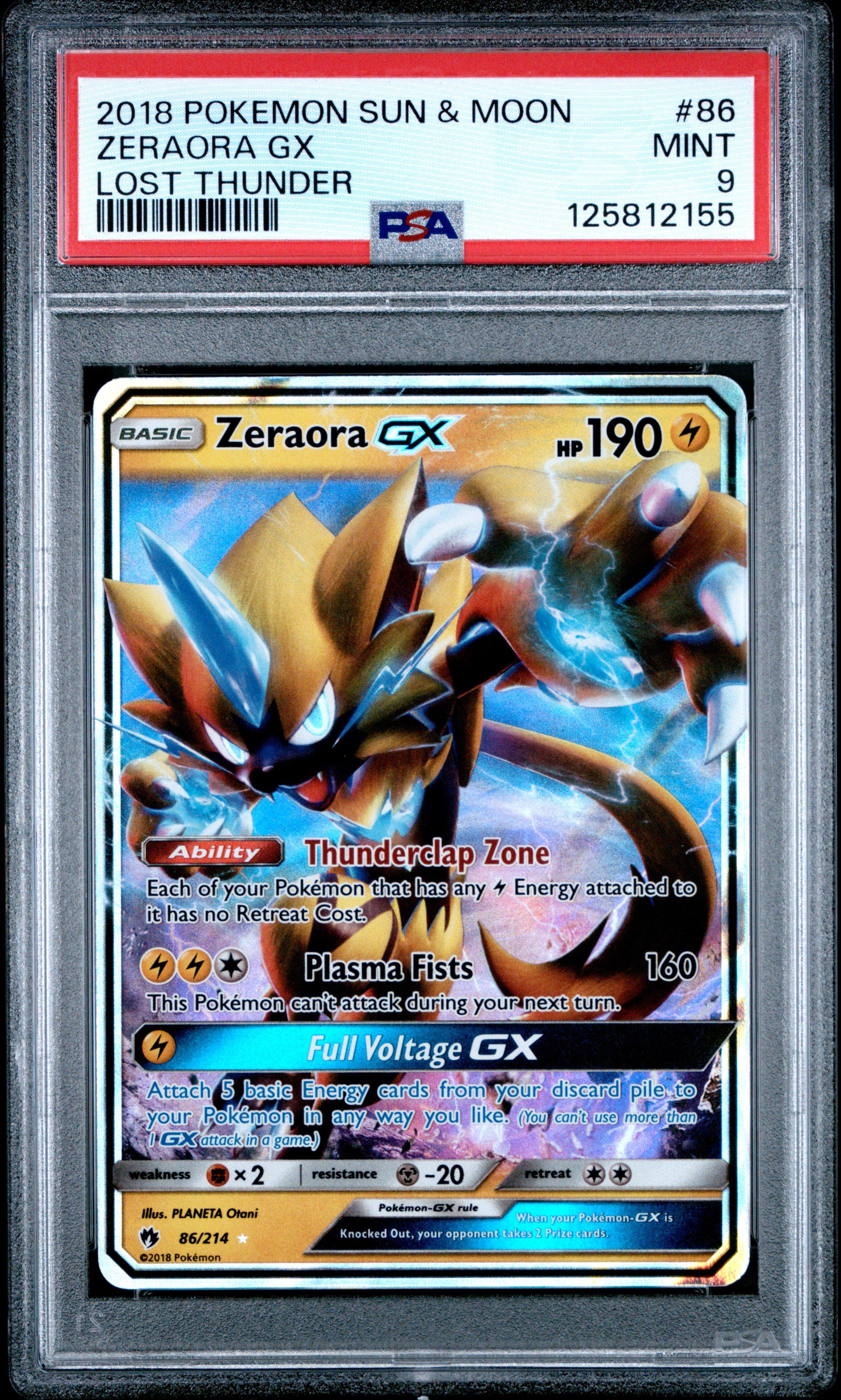 2018 Pokemon Sun & Moon Lost Thunder 86 Zeraora Gx PSA 9 Graded