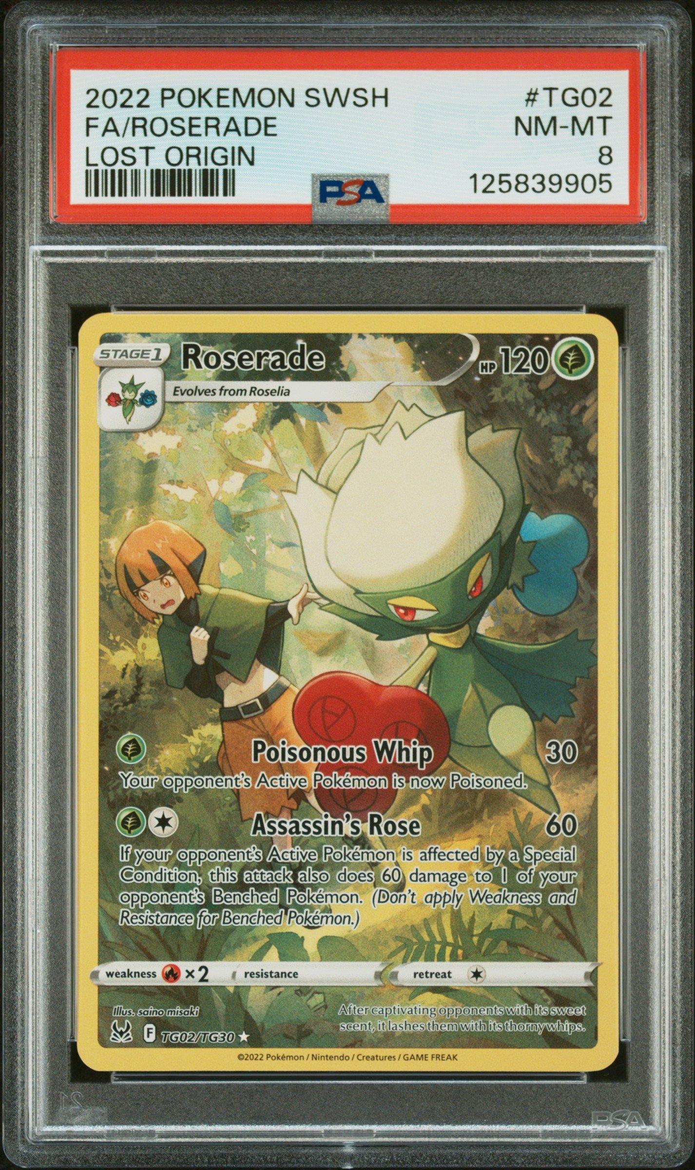 2022 Pokemon Sword & Shield Lost Origin Tg02 Full Art/roserade PSA