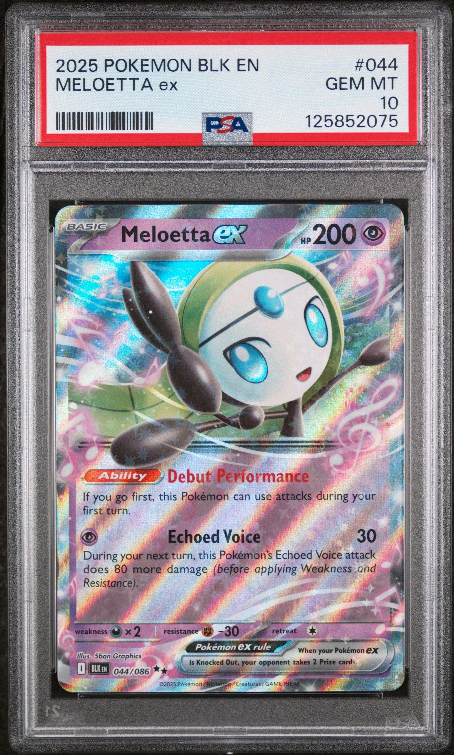 2025 Pokemon Blk En-black Bolt 044 Meloetta Ex PSA 10