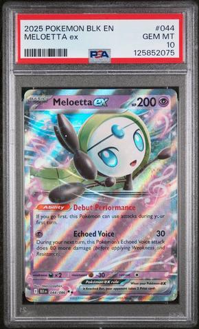 2025 Pokemon Blk En-black Bolt 044 Meloetta Ex PSA 10 Graded Card
