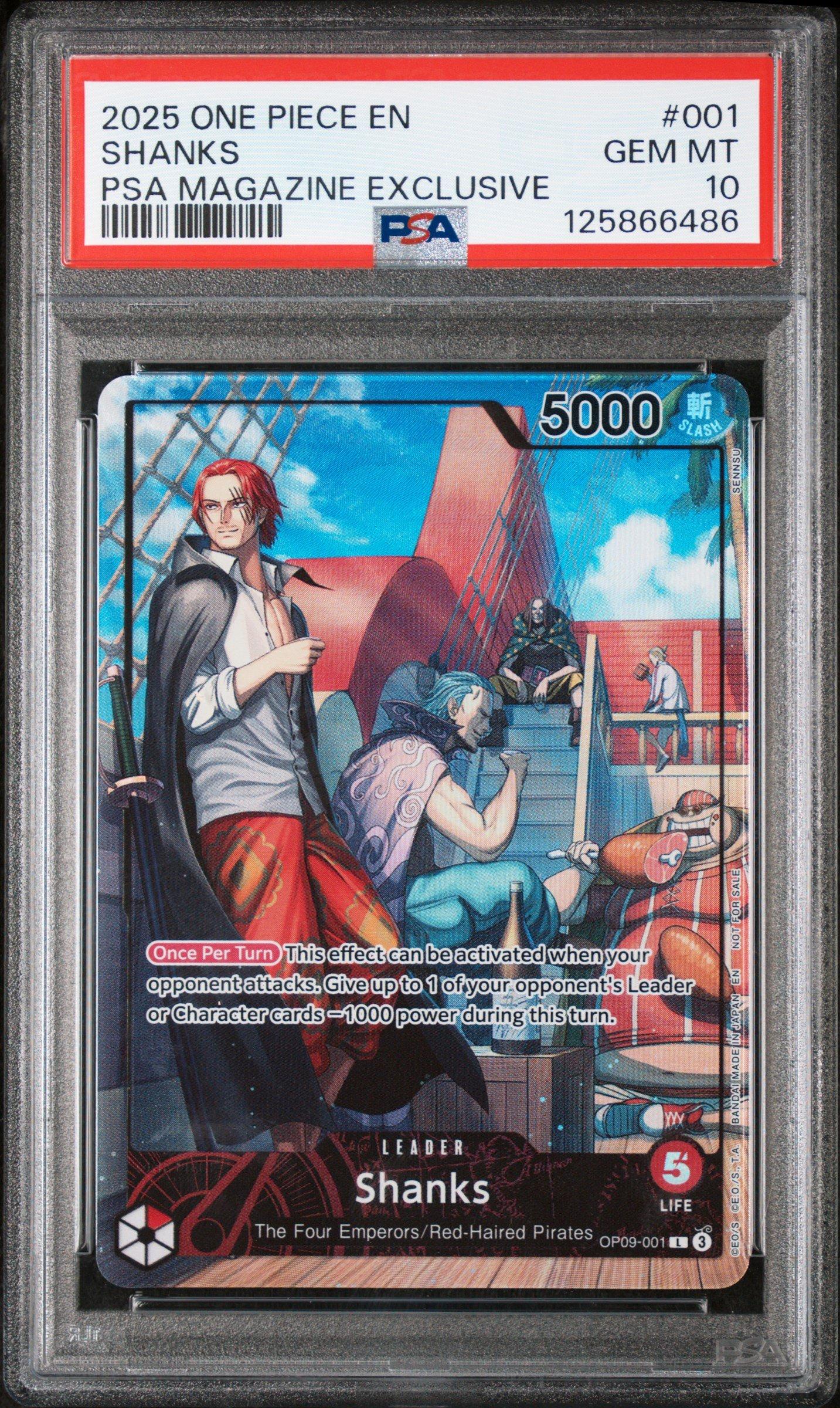 2025 One Piece Promos 001 Shanks Psa Magazine Exclusive PSA 10