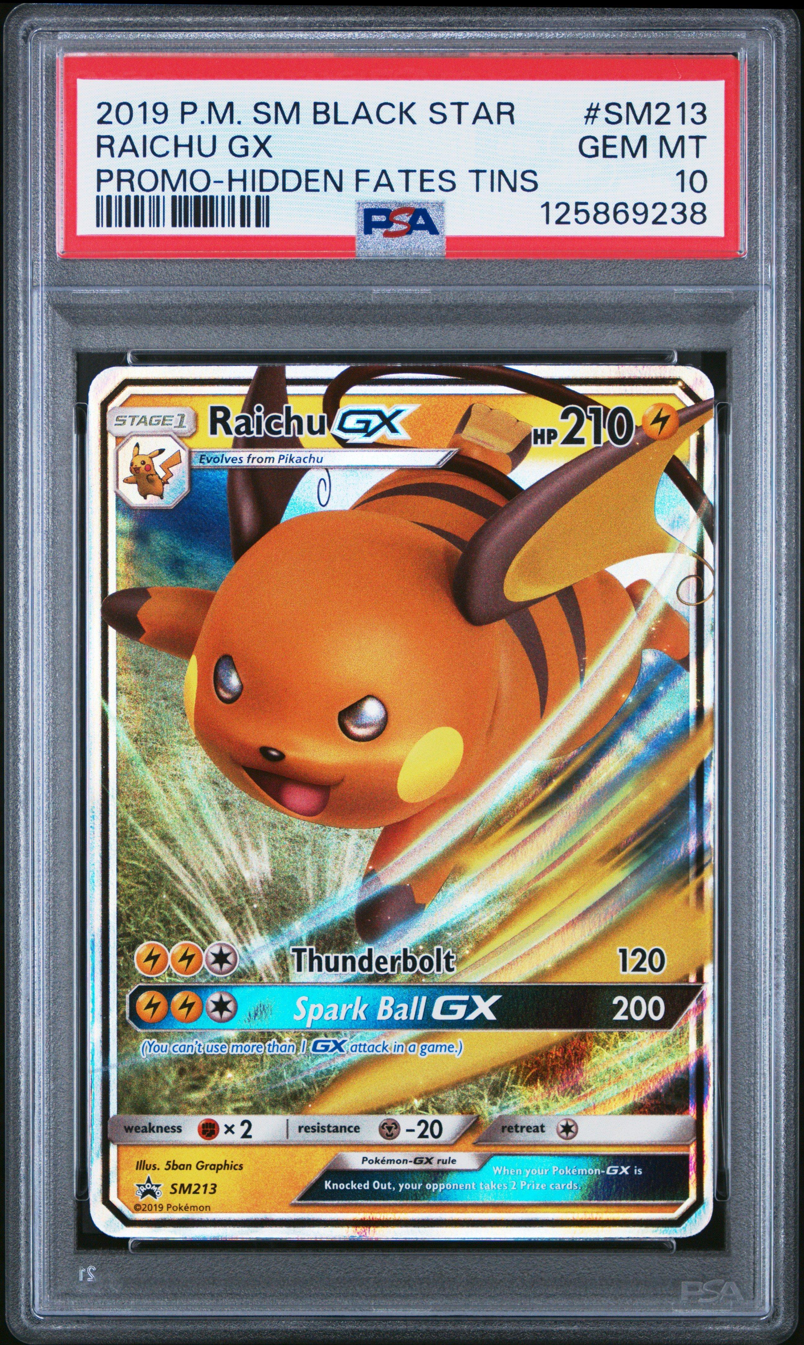 2019 Pokemon Sm Black Star Promo Sm213 Raichu Gx Hidden Fates Tins