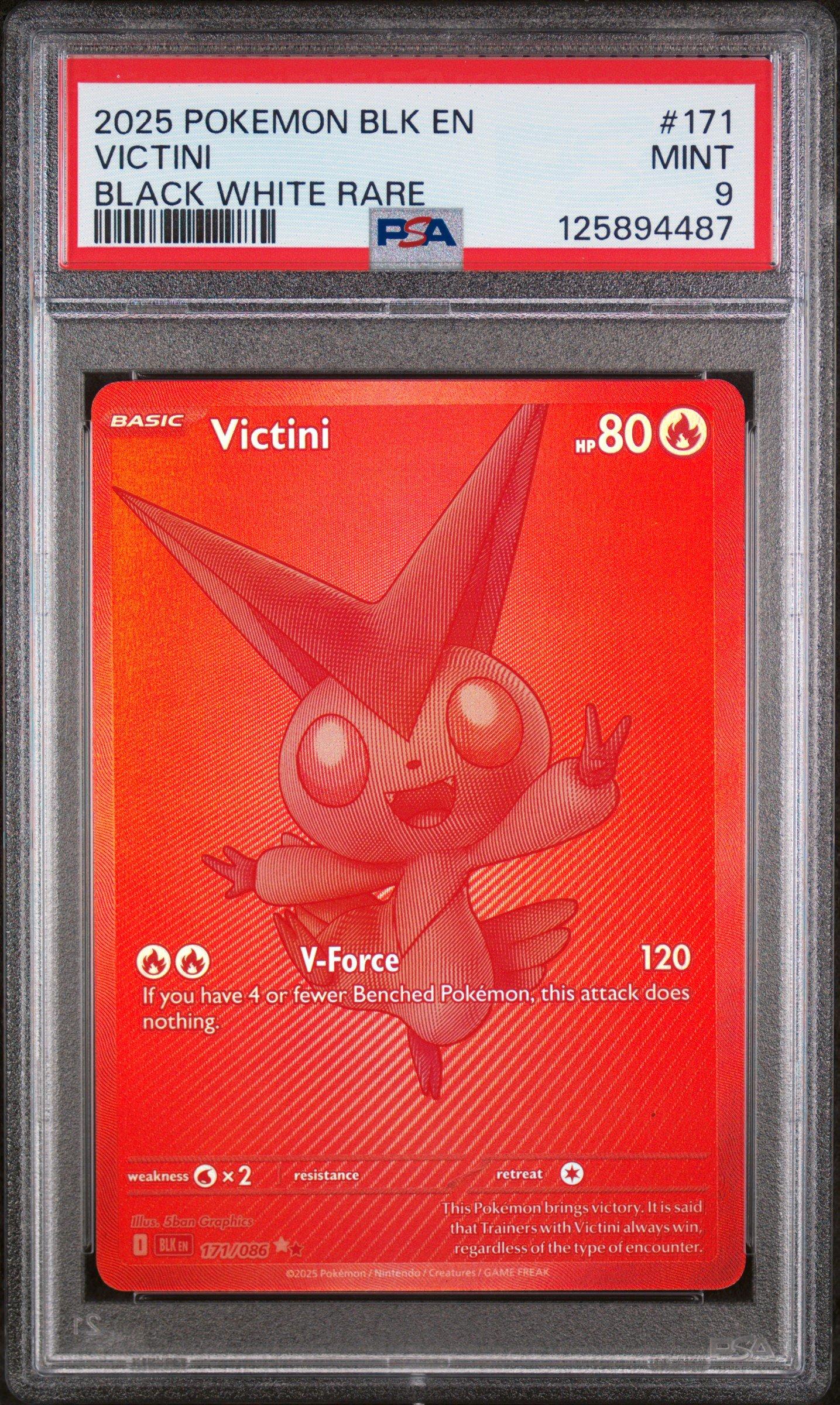 2025 Pokemon Blk En-black Bolt 171 Victini Black White Rare PSA 9