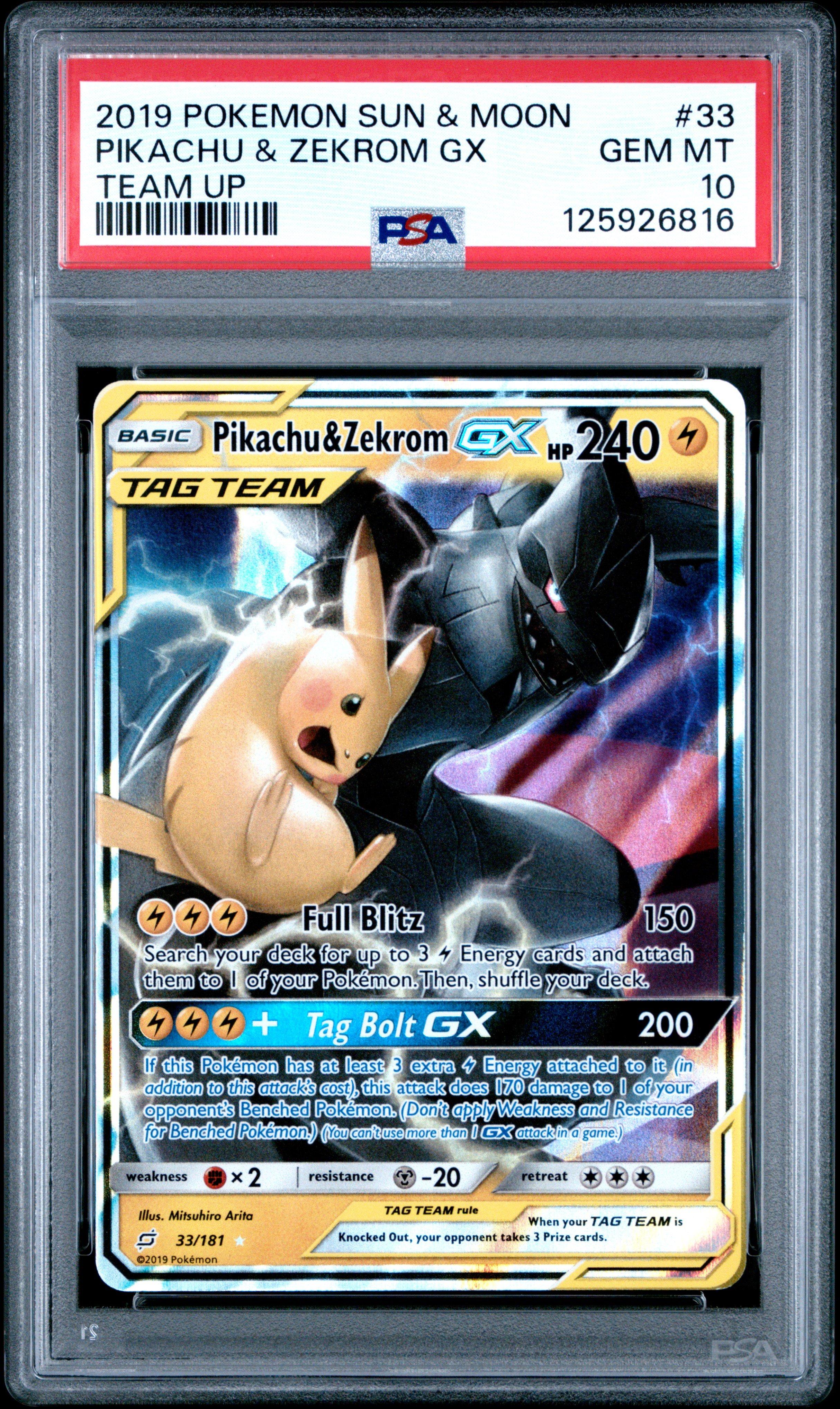 2019 Pokemon Sun & Moon Team Up 33 Pikachu & Zekrom Gx PSA 10 Graded Card |  GameStop