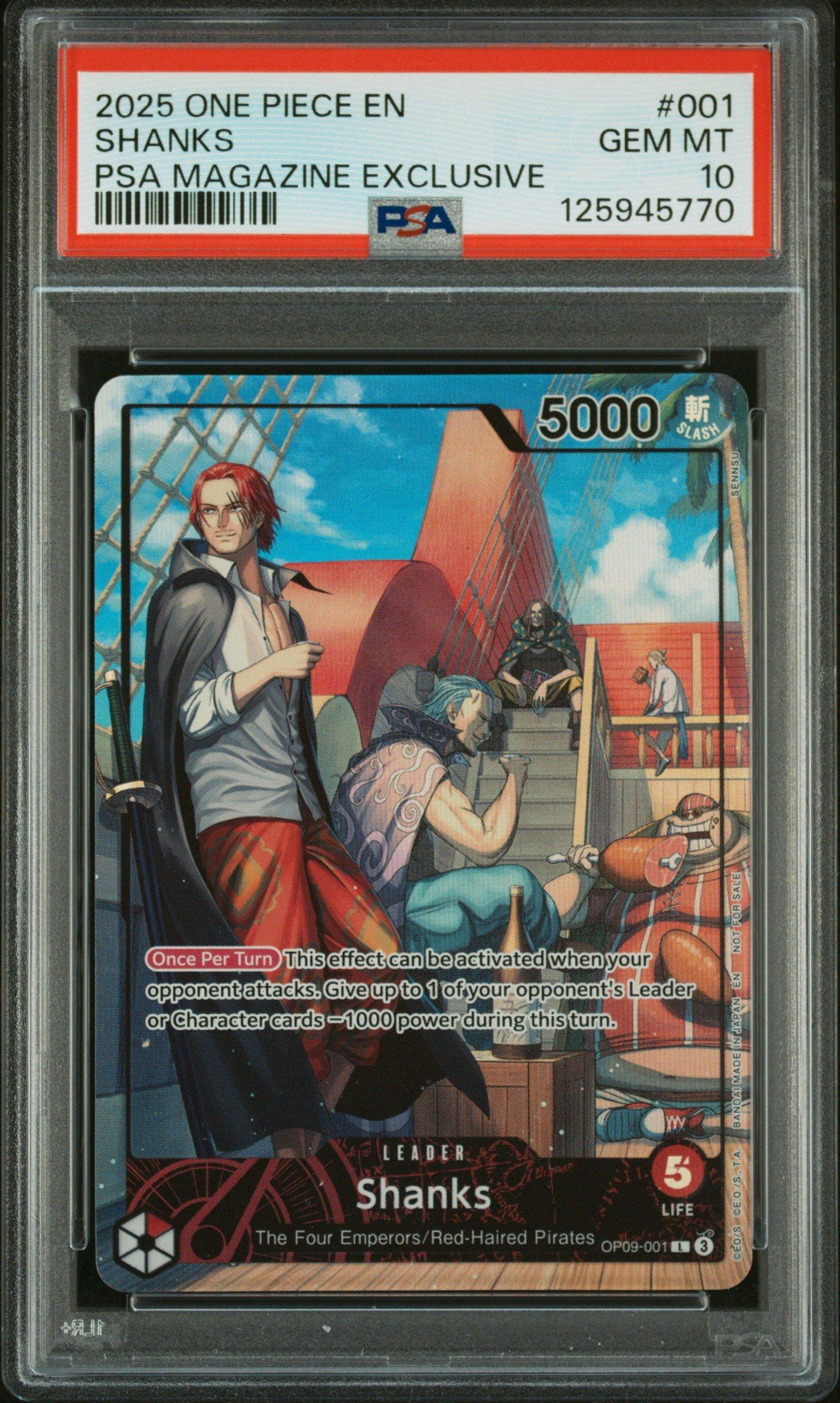2025 One Piece Promos 001 Shanks Psa Magazine Exclusive PSA 10