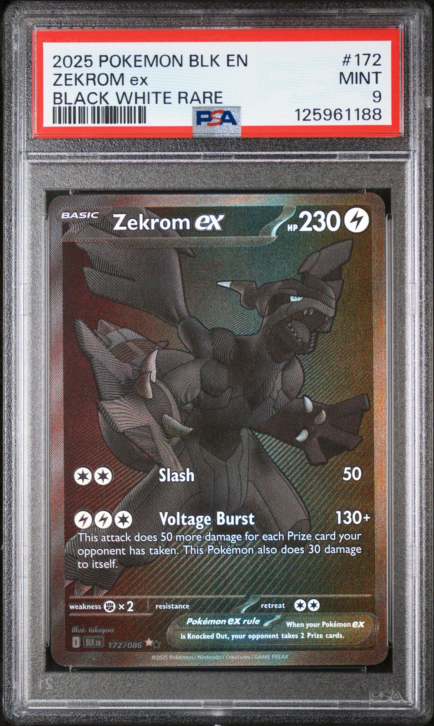 2025 Pokemon Blk En-black Bolt 172 Zekrom Ex Black White Rare PSA