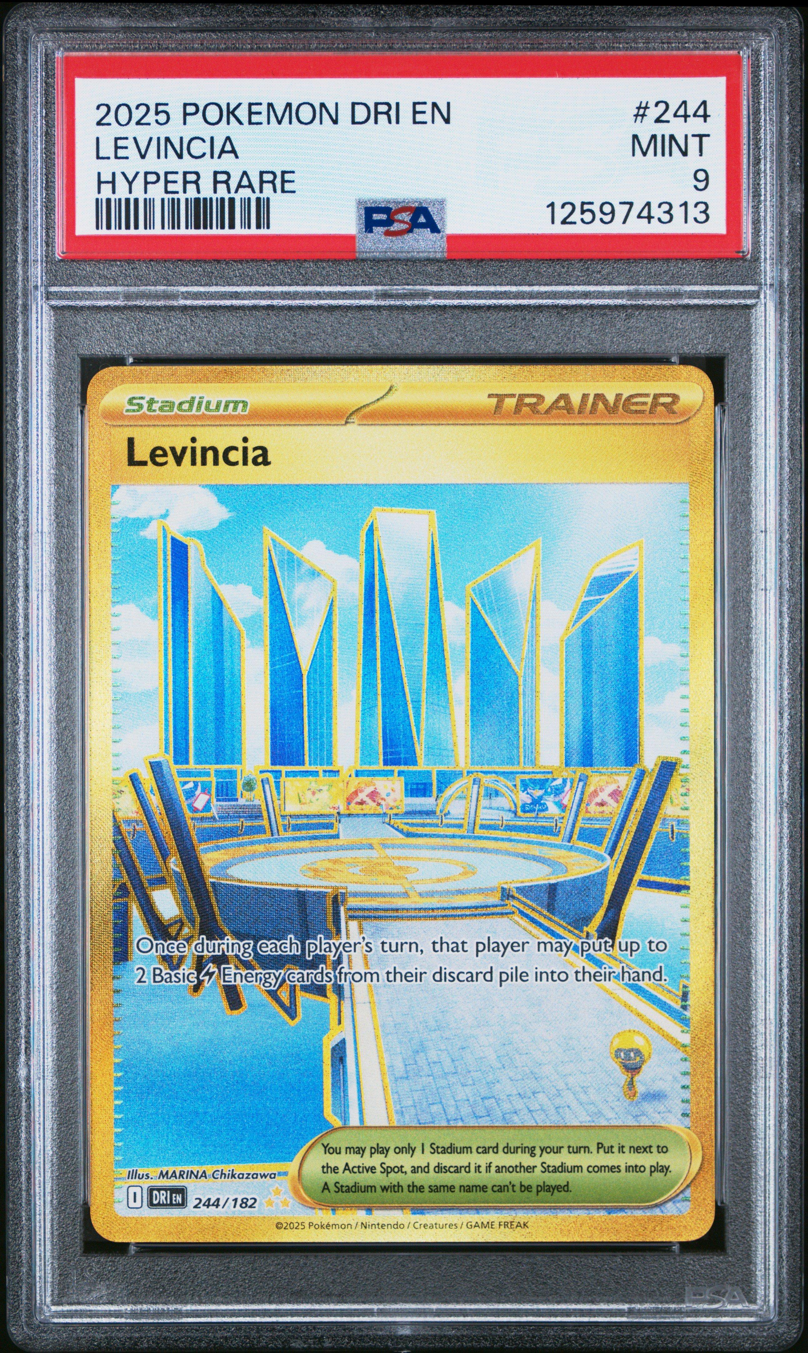 2025 Pokemon Dri En-destined Rivals 244 Levincia Hyper Rare PSA 9
