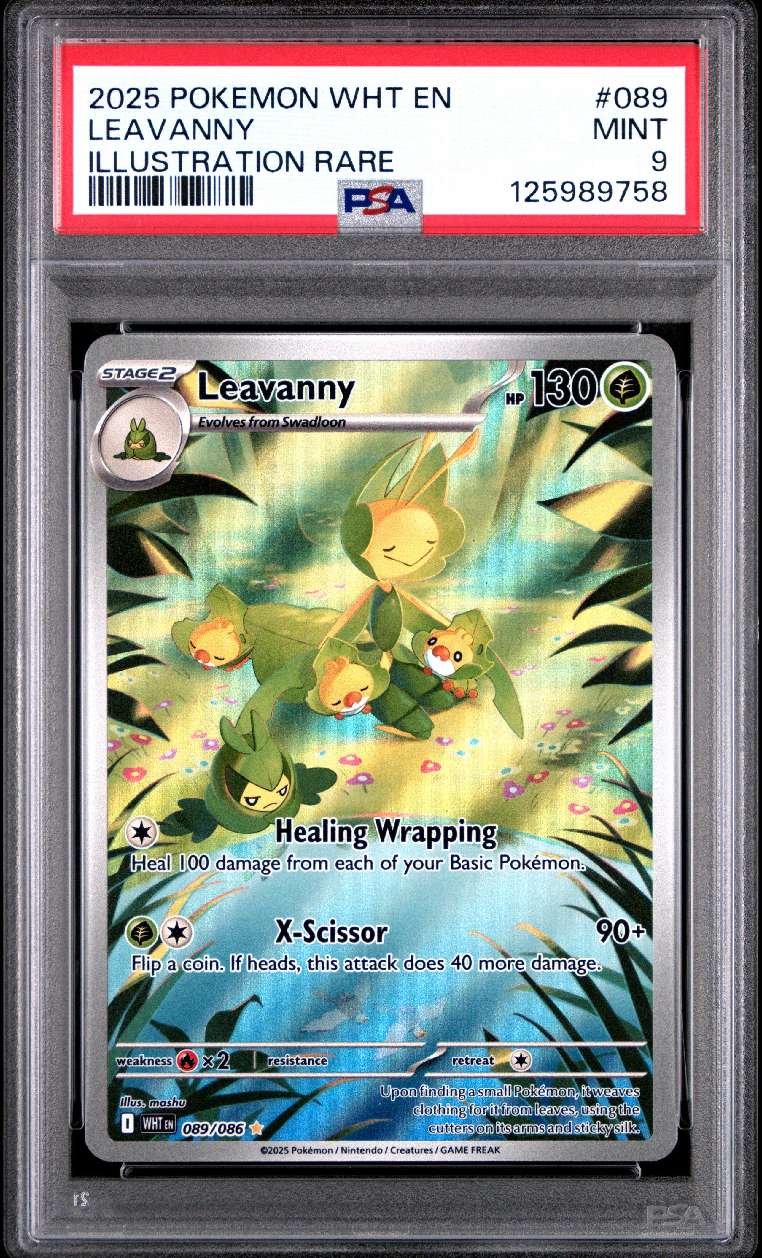 2025 Pokemon Wht En-white Flare 089 Leavanny Illustration Rare PSA