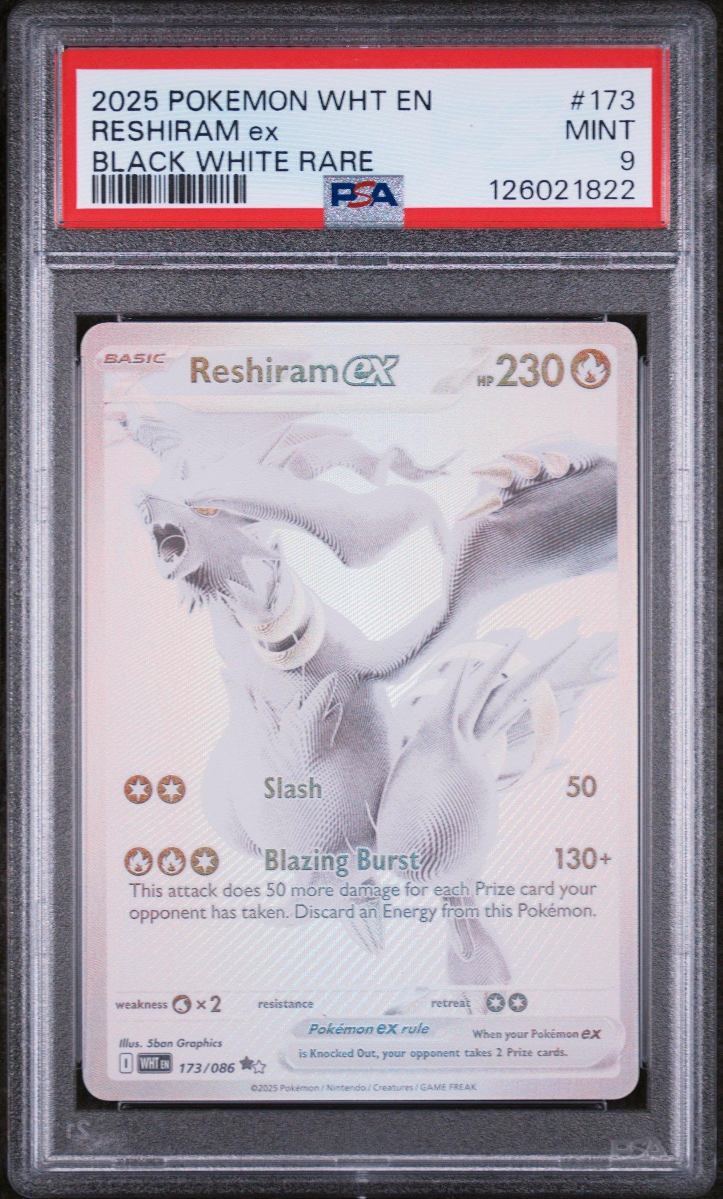 2025 Pokemon Wht En-white Flare 173 Reshiram Ex Black White Rare