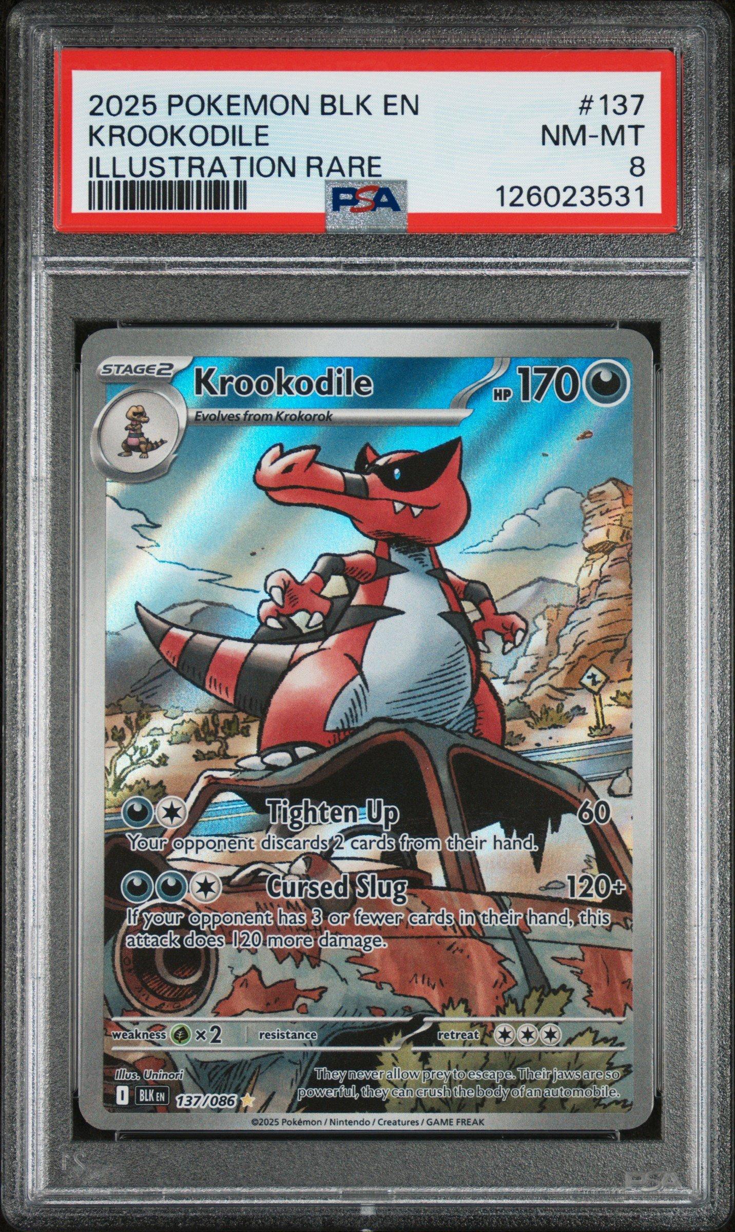 2025 Pokemon Blk En-black Bolt 137 Krookodile Illustration Rare PSA 8