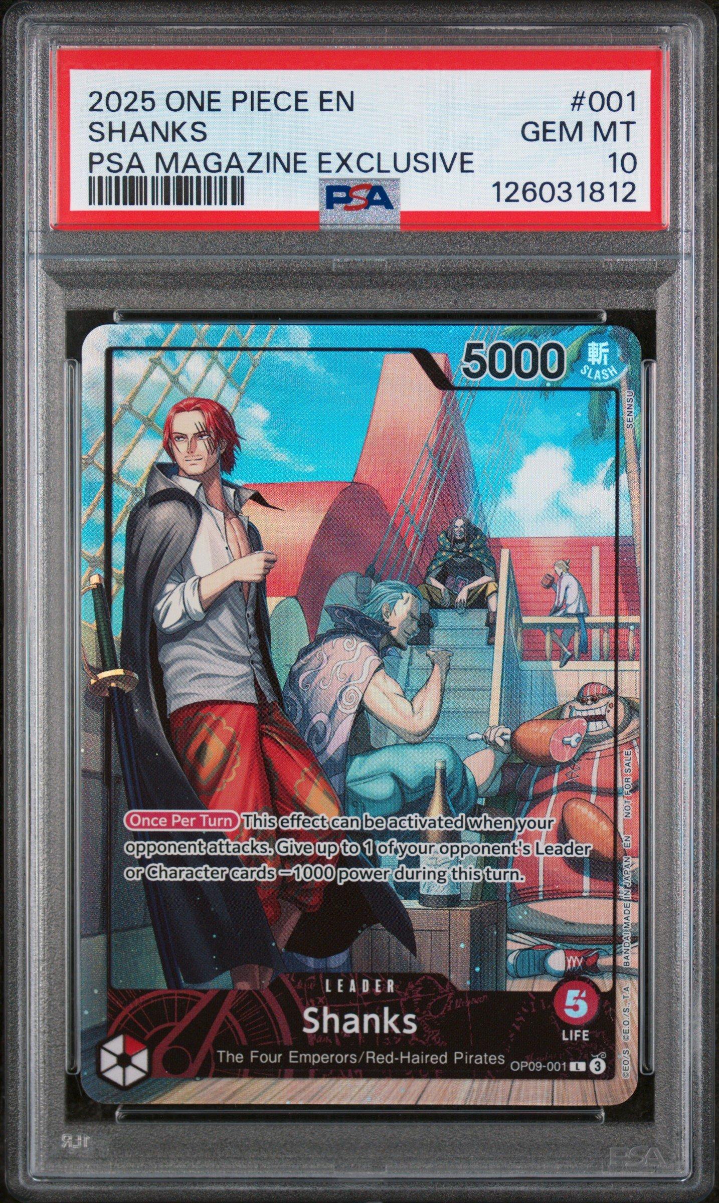 2025 One Piece Promos 001 Shanks Psa Magazine Exclusive PSA 10