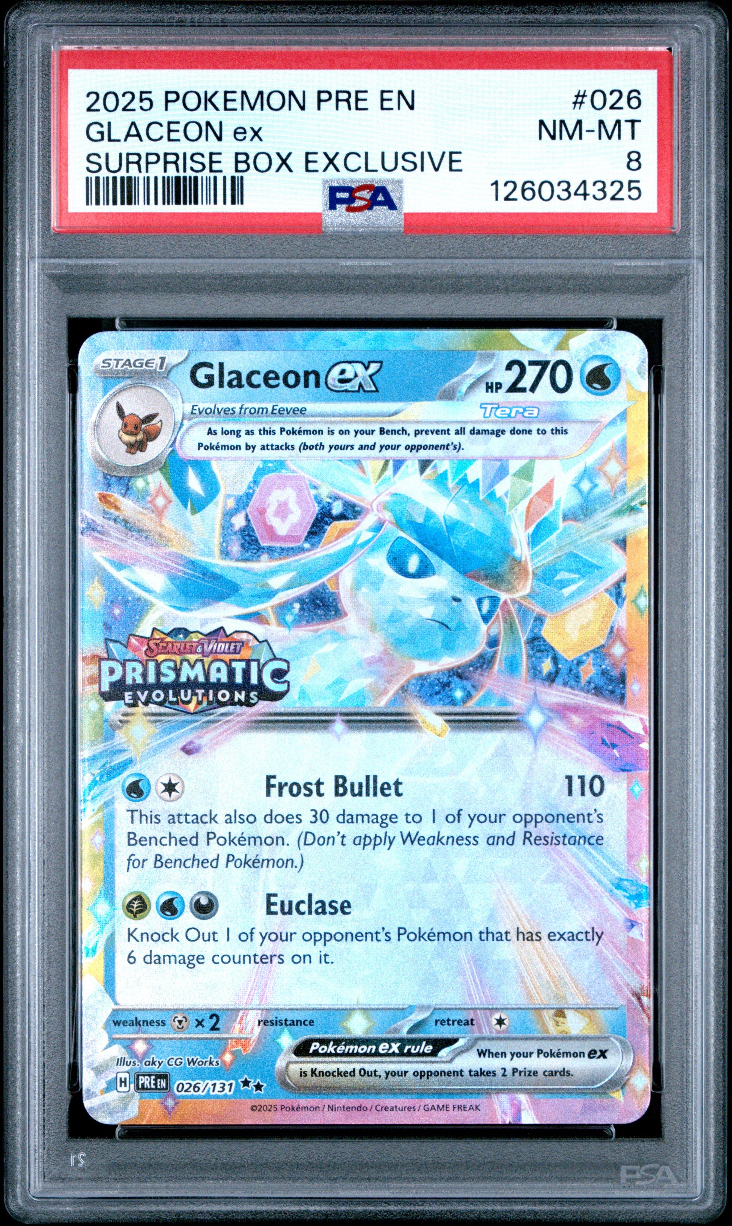 シャワーズex psa1 2025 Pokemon Pre En-prismatic Evolutions 026 Glaceon Ex Surprise