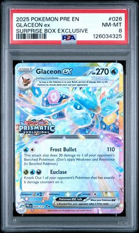 2025 Pokemon Pre En-prismatic Evolutions 026 Glaceon Ex Surprise