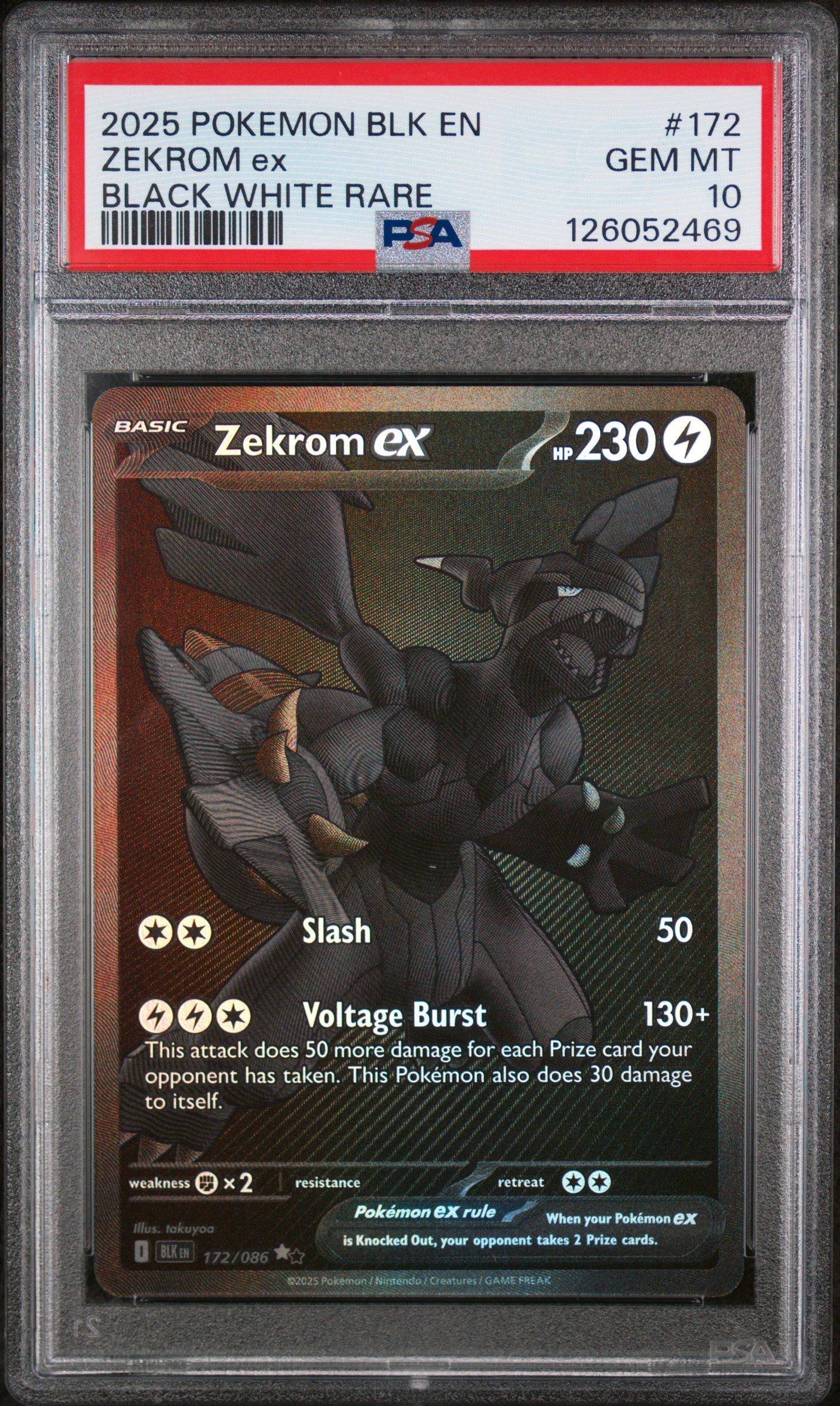 2025 Pokemon Blk En-black Bolt 172 Zekrom Ex Black White Rare PSA