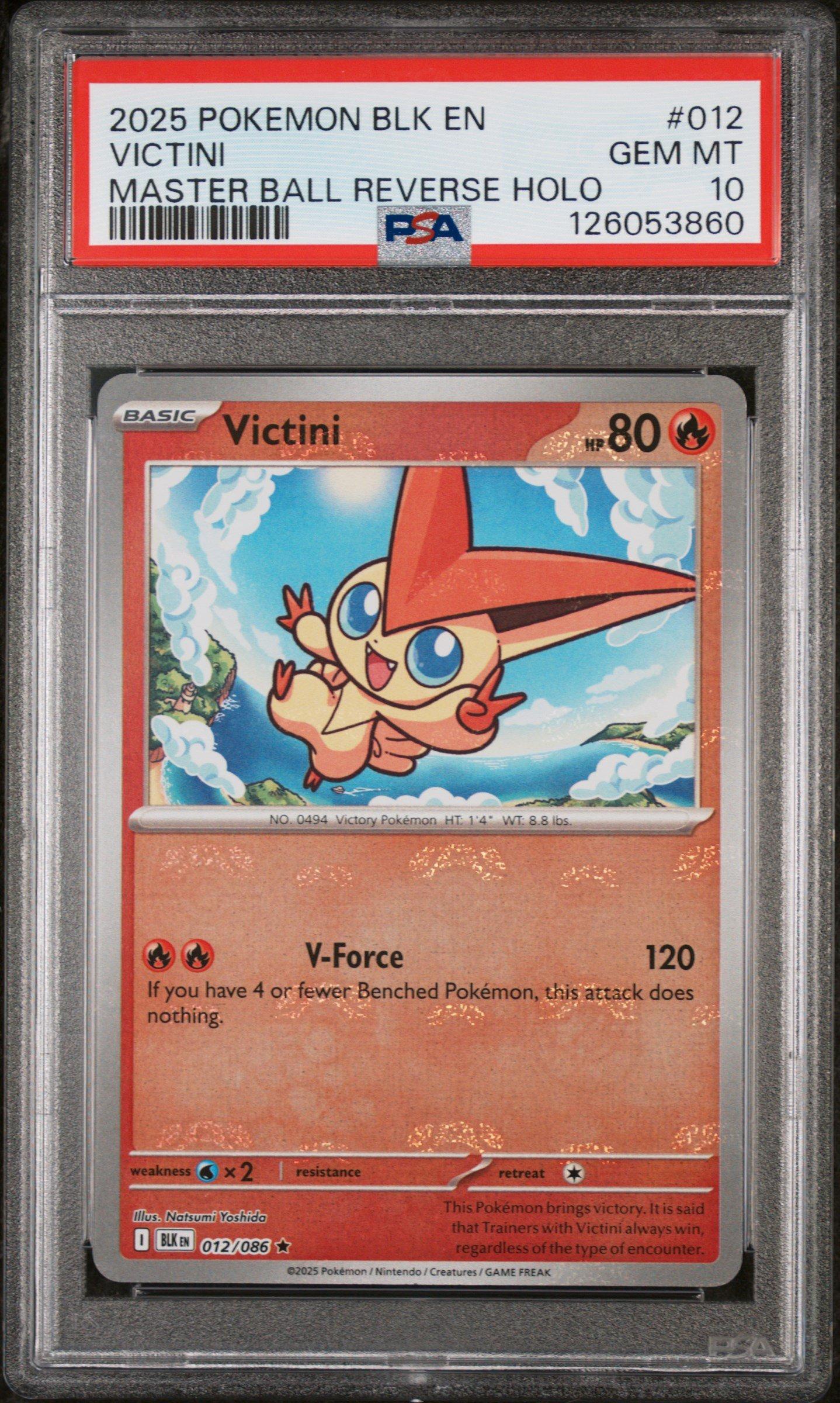 2025 Pokemon Blk En-black Bolt 012 Victini Master Ball Reverse