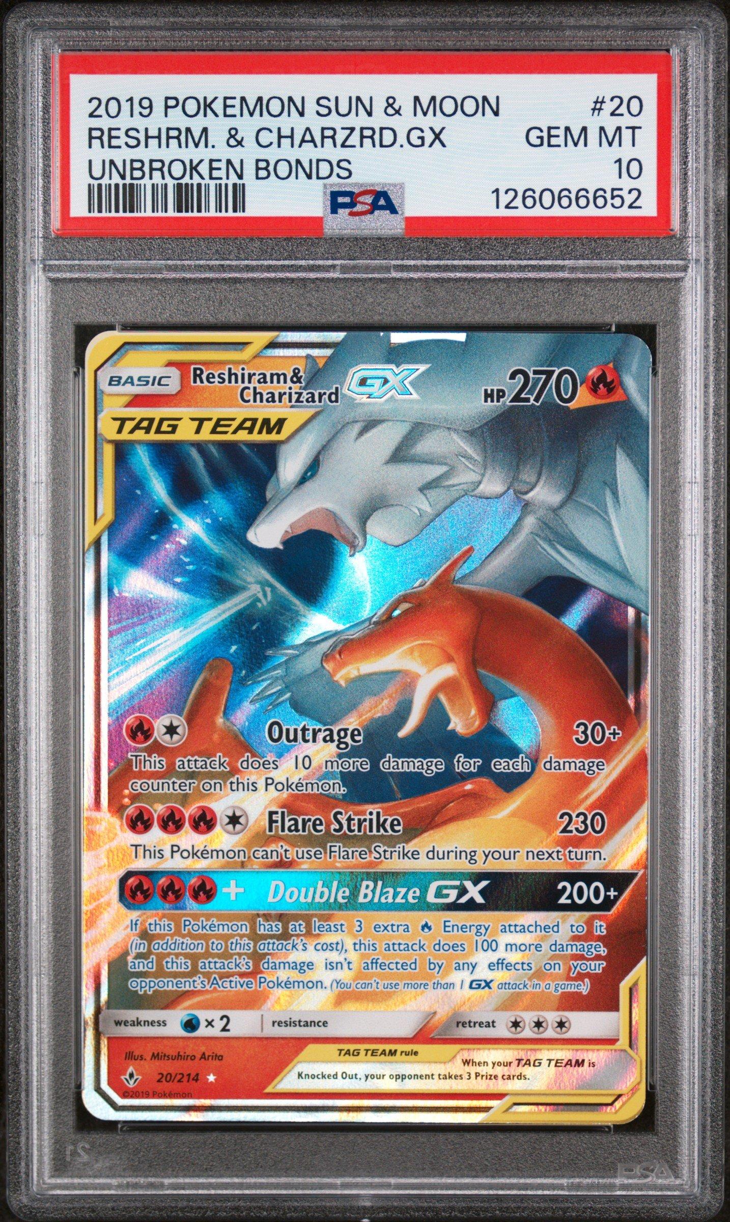 2019 Pokemon Sun & Moon Unbroken Bonds 20 Reshiram & Charizard Gx
