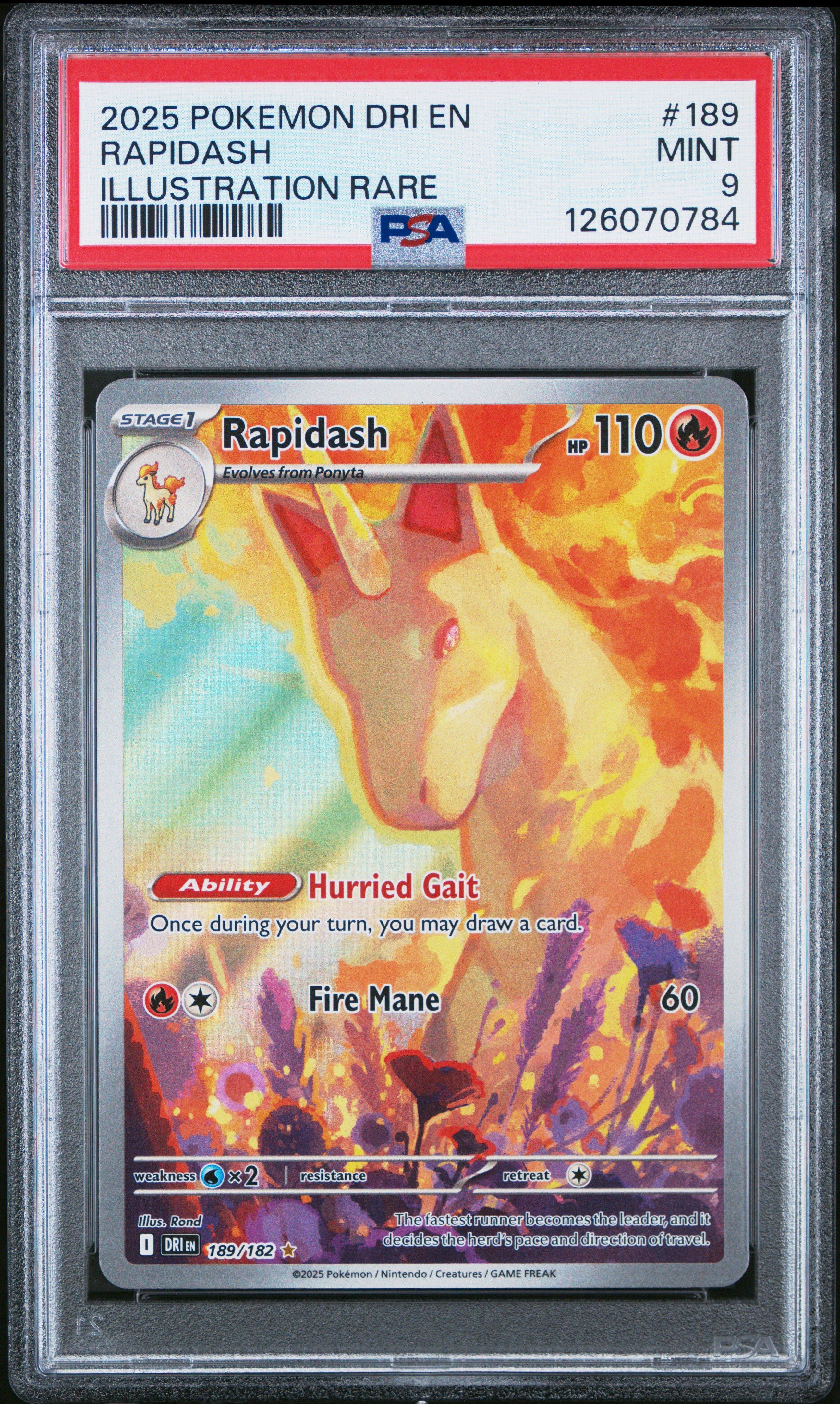 【PSA9】ライボルト 2025 Pokemon Dri En-destined Rivals 189 Rapidash Illustration Rare