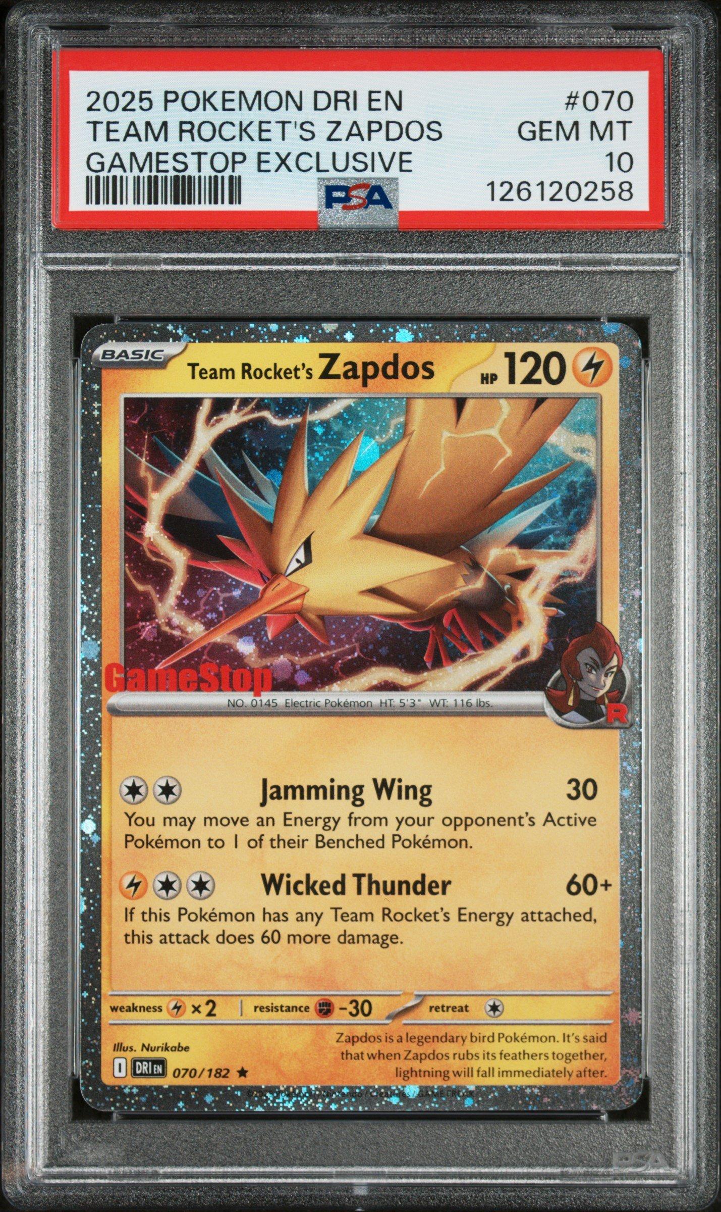 PSA10 ディグダ　カードダス 2025 Pokemon Dri En-destined Rivals 070 Team Rocket's Zapdos