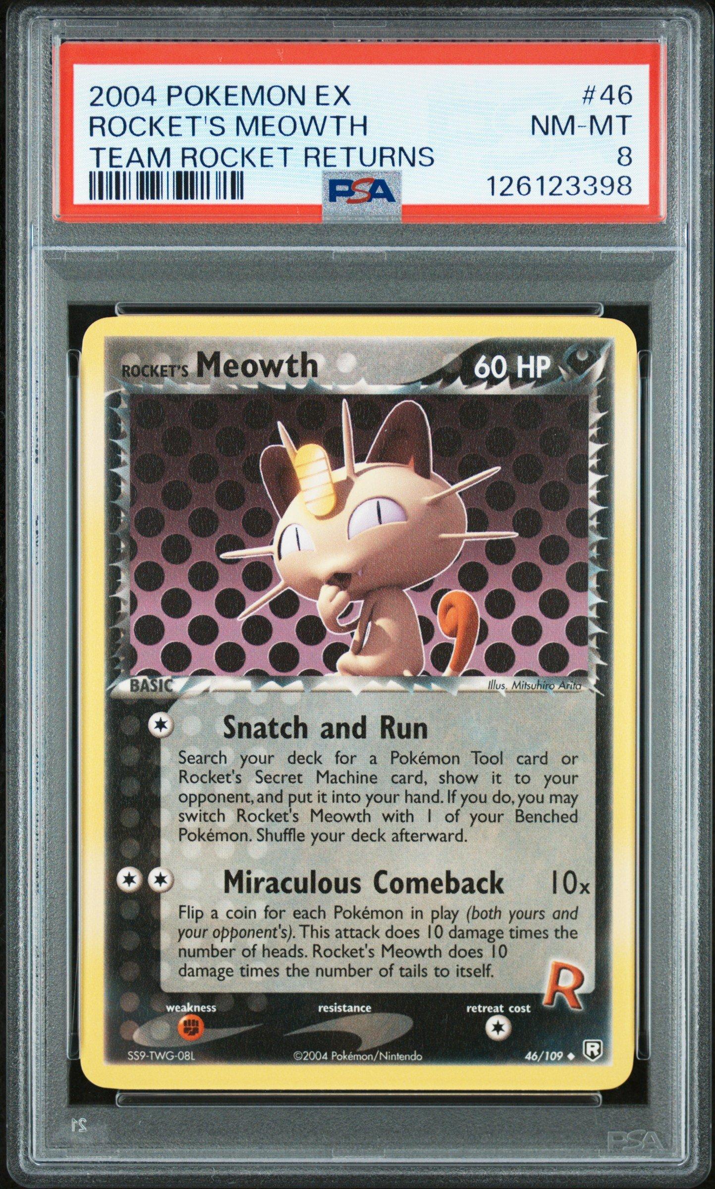 2004 Pokemon Ex Team Rocket Returns 46 Rocket's Meowth PSA 8