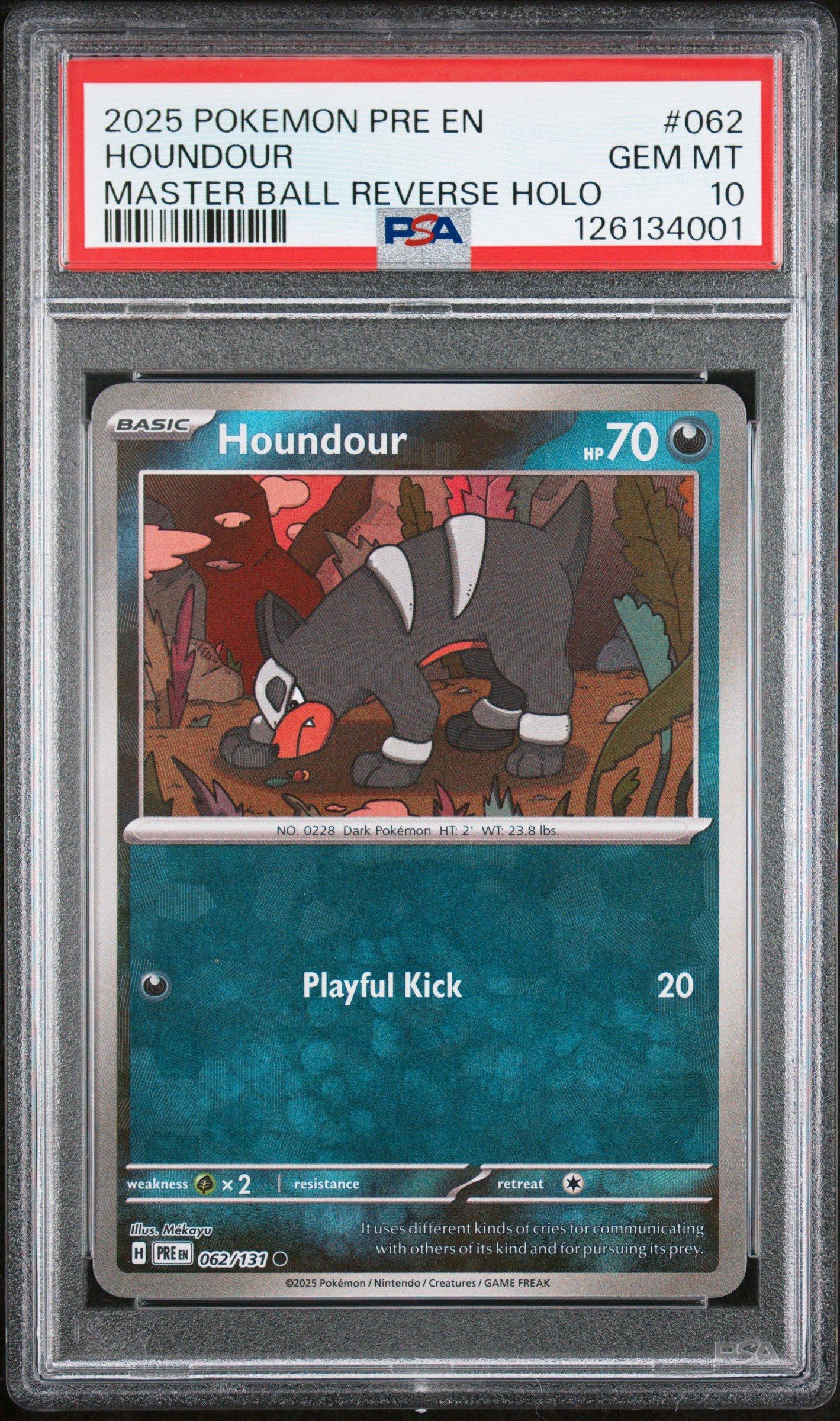 2025 Pokemon Pre En-prismatic Evolutions 062 Houndour Master Ball