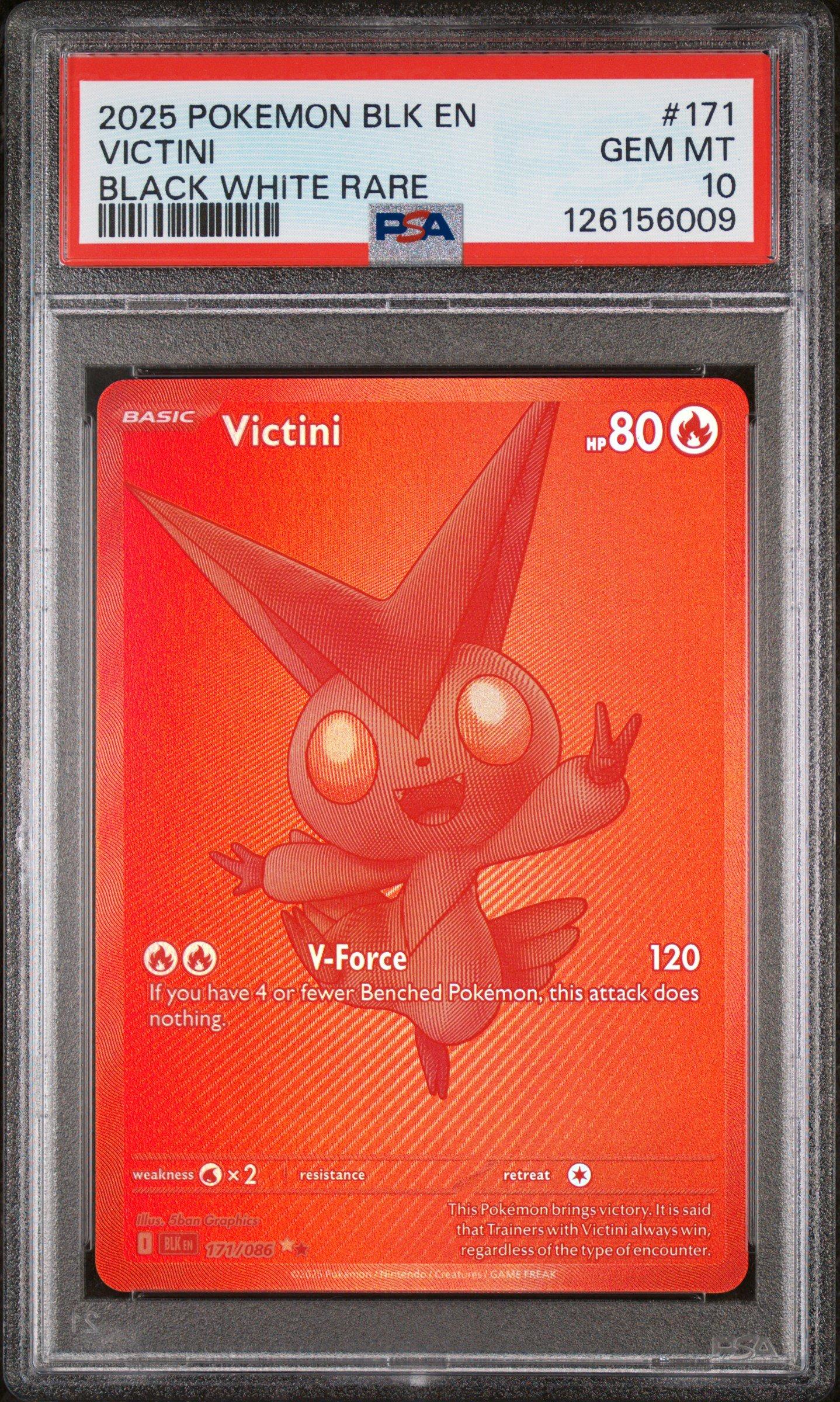 2025 Pokemon Blk En-black Bolt 171 Victini Black White Rare PSA 10