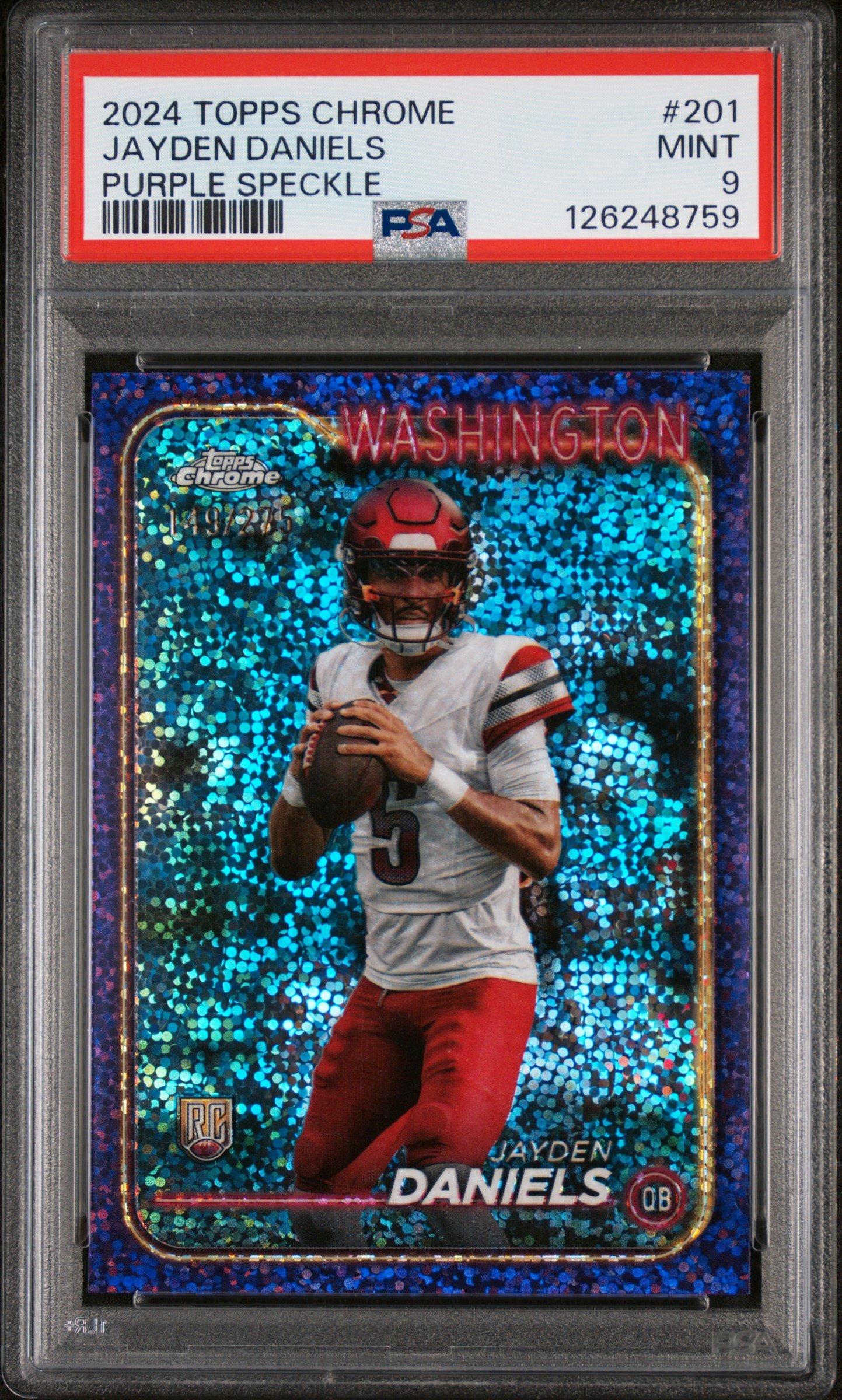 2024 Topps Chrome 201 Jayden Daniels Purple Speckle PSA 9 Graded