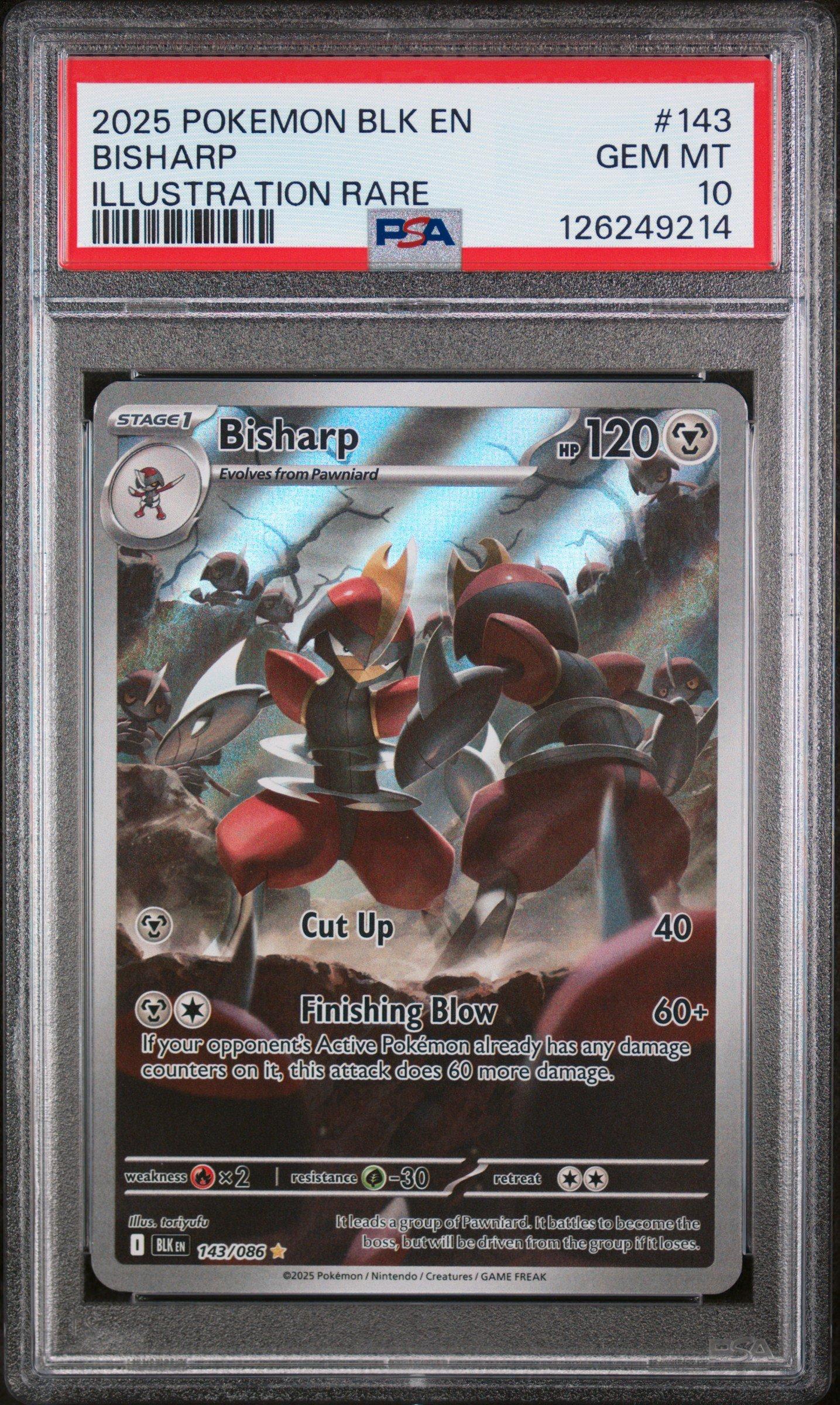 2025 Pokemon Blk En-black Bolt 143 Bisharp Illustration Rare PSA