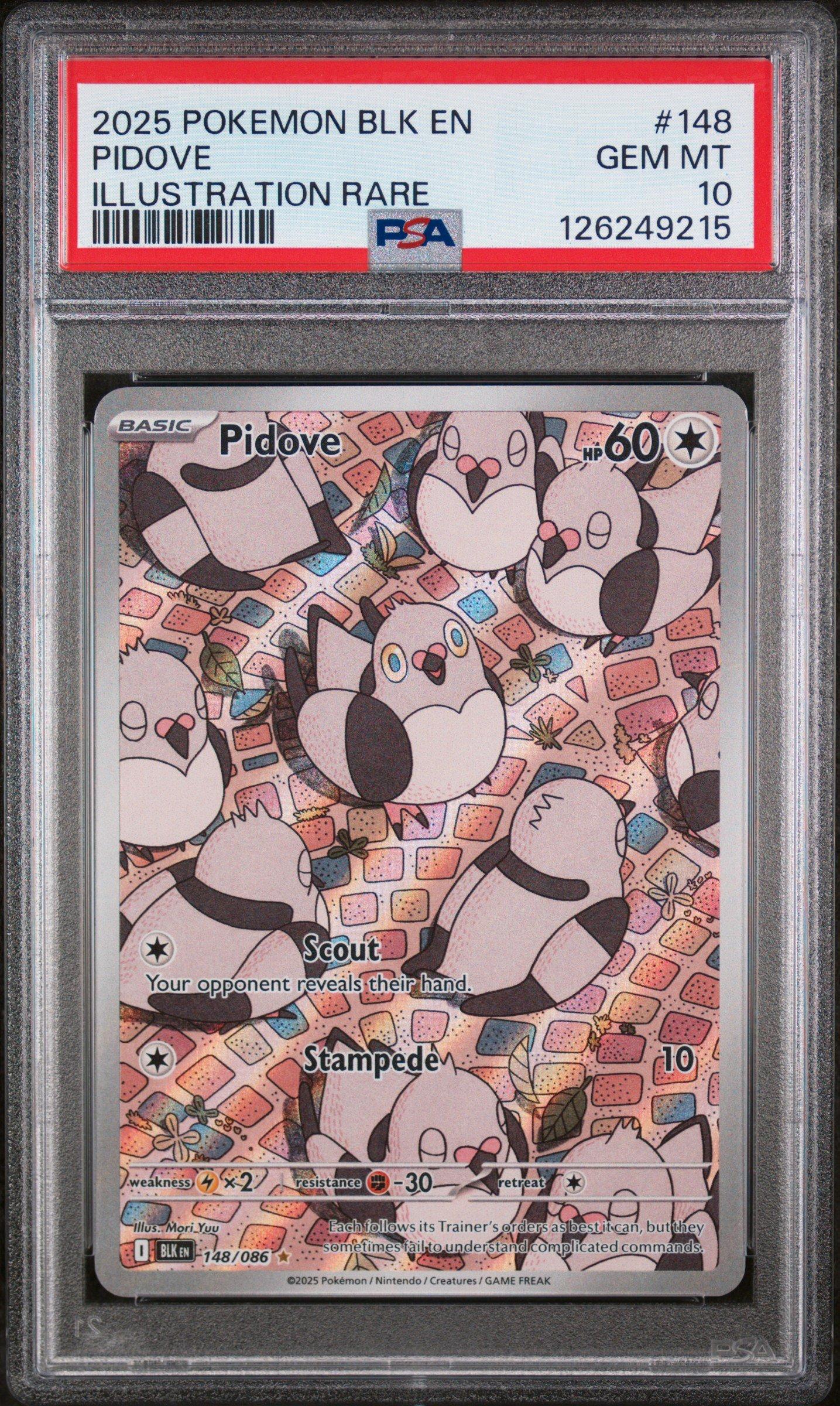2025 Pokemon Blk En-black Bolt 148 Pidove Illustration Rare PSA 10