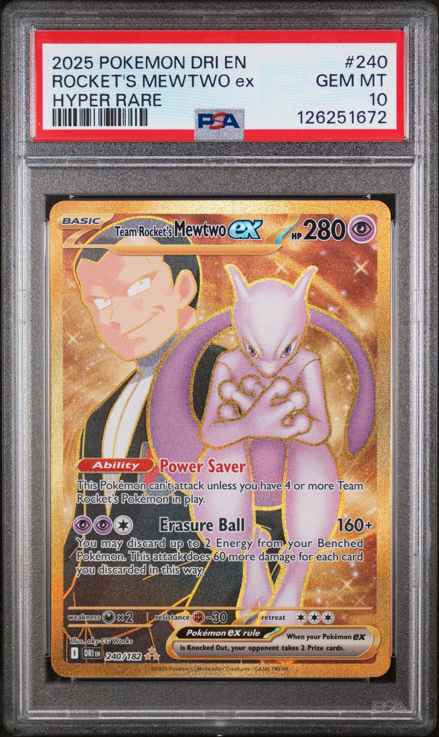 【PSA10】マリィHYPER RARE GEM MINT 10 2025 Pokemon Dri En-destined Rivals 240 Team Rocket's Mewtwo Ex