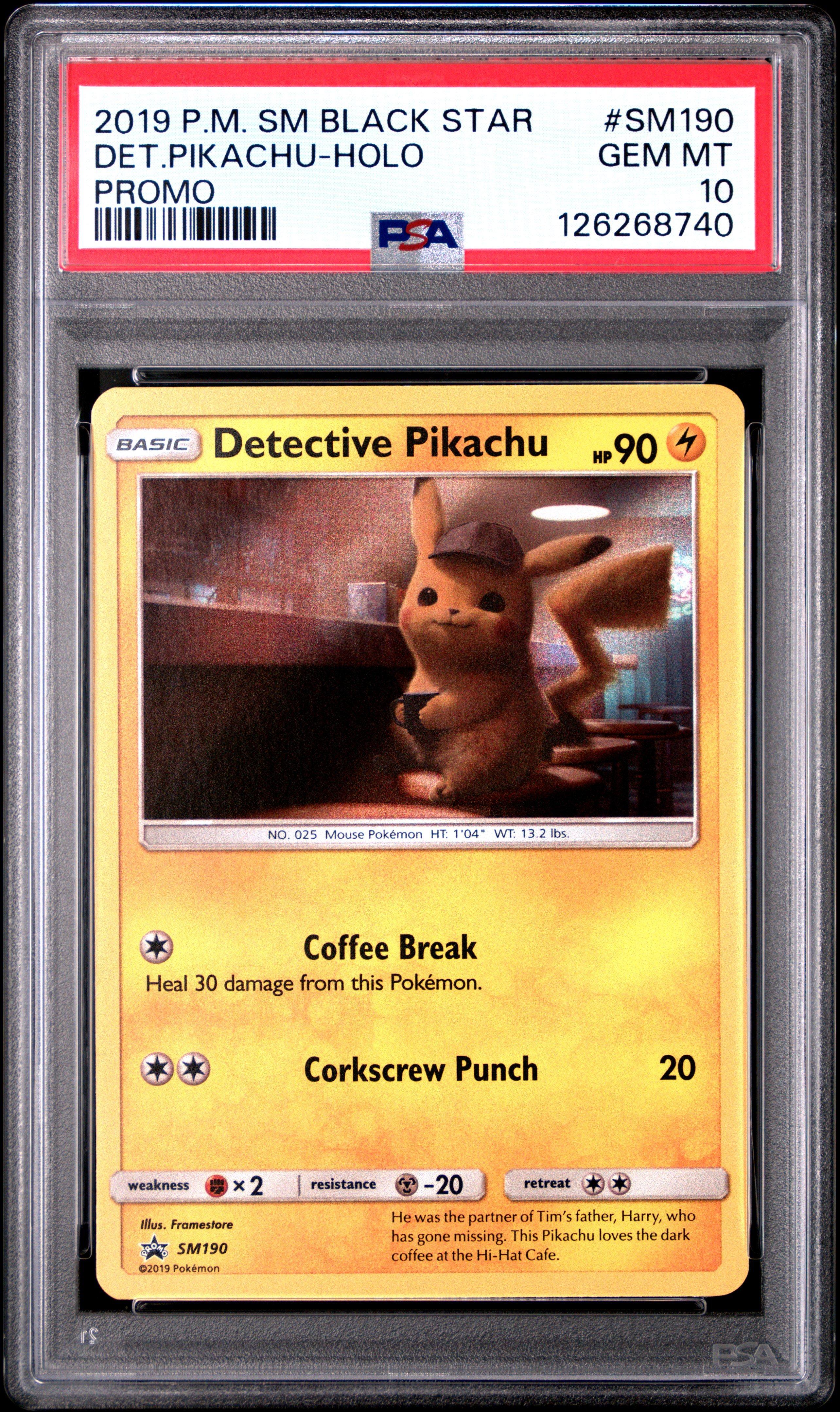 2019 Pokemon Sm Black Star Promo Sm190 Detective Pikachu-holo PSA