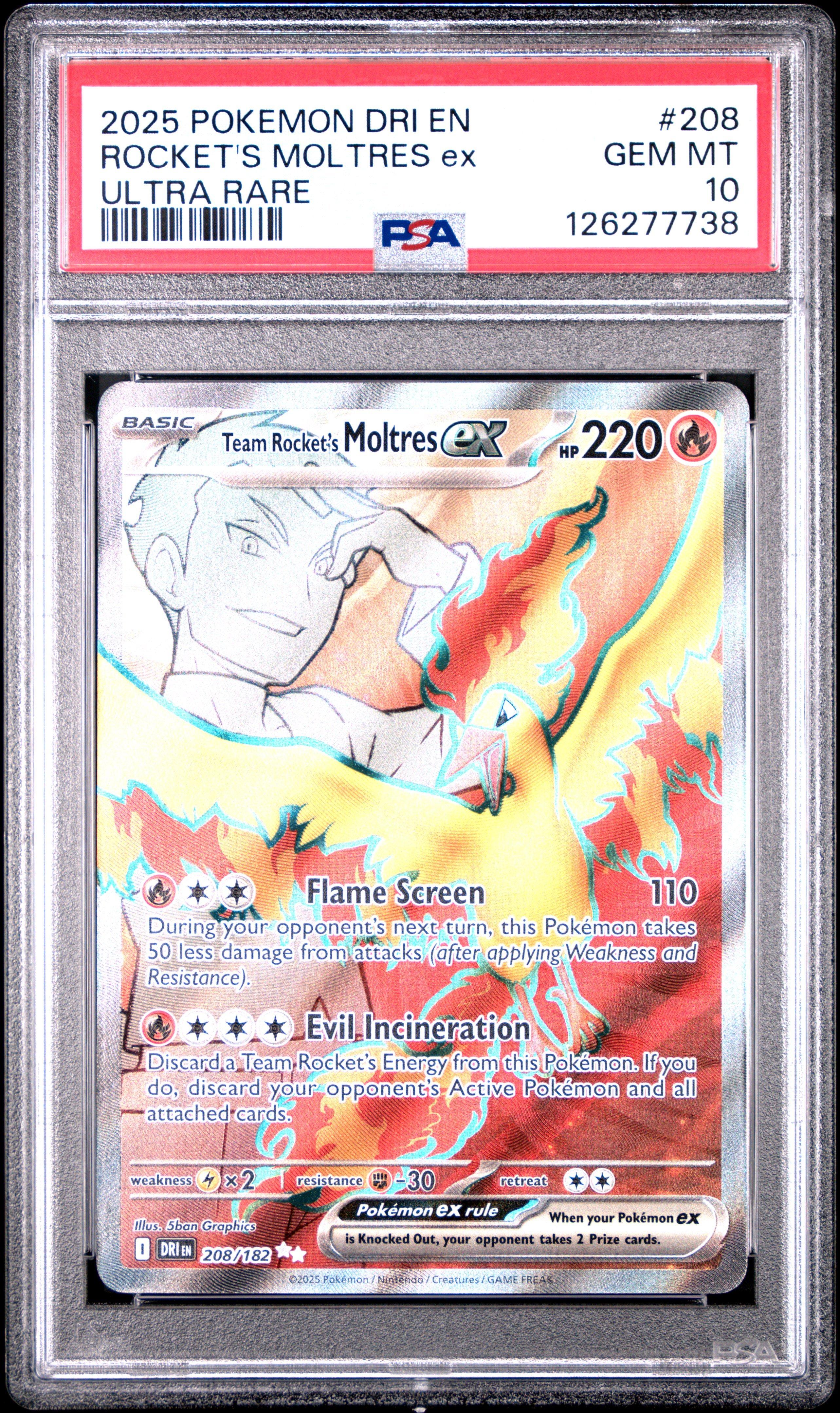 2025 Pokemon Dri En-destined Rivals 208 Team Rocket's Moltres Ex