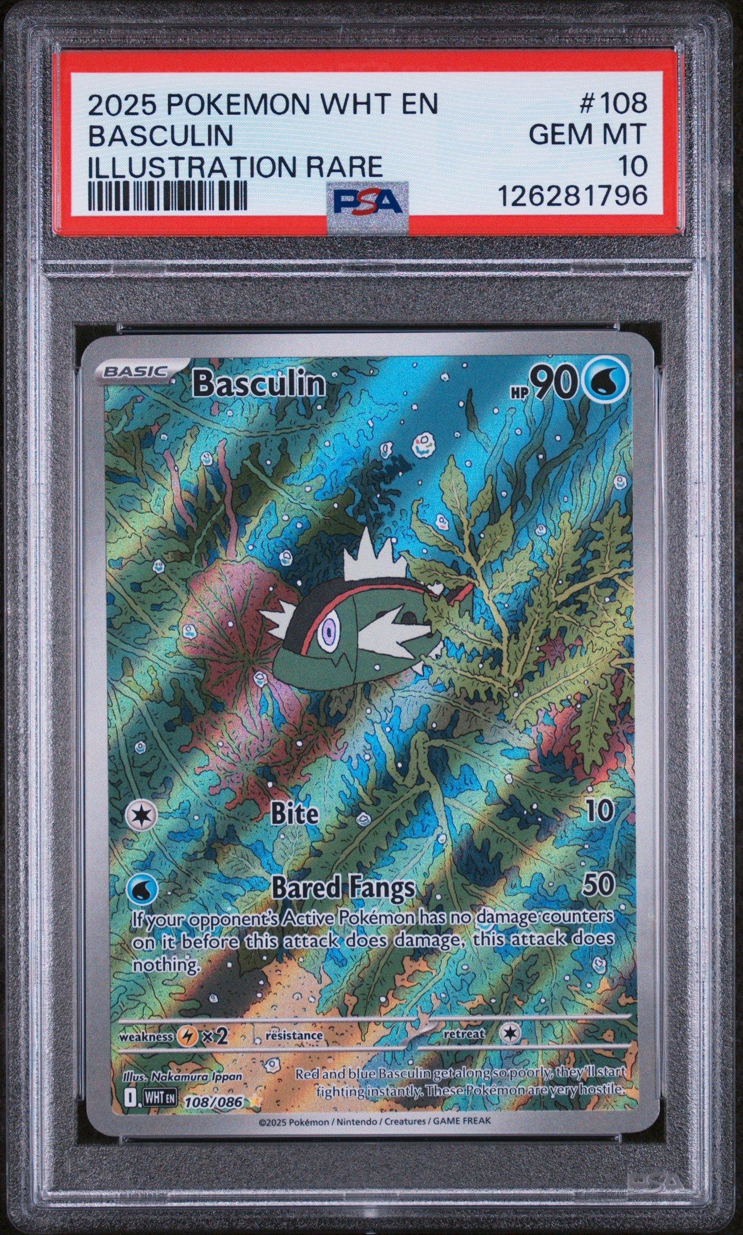 2025 Pokemon Wht En-white Flare 108 Basculin Illustration Rare PSA 10