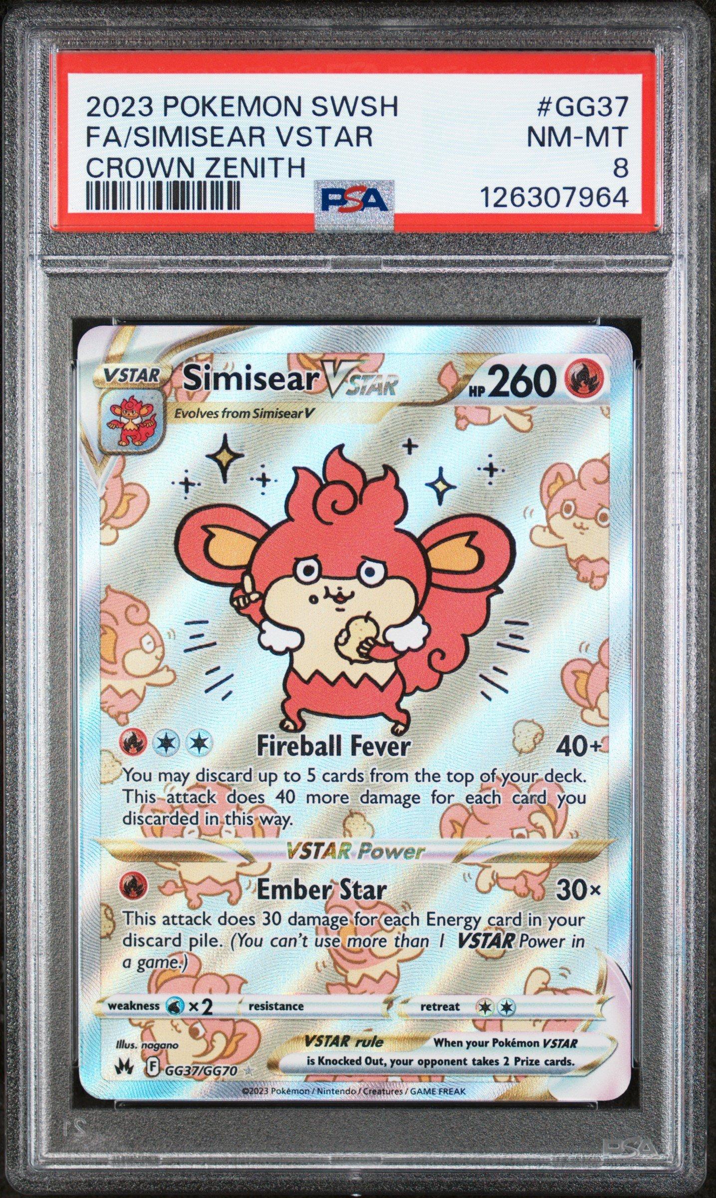 buy graded cards pokemon 2023 Sword And Shield Crown Zenith Gg37 Full Art/simisear Vstar PSA 8 Card featuring a meticulously chosen selection of graded Pokemon cards 2019 Pokemon Sun & Moon