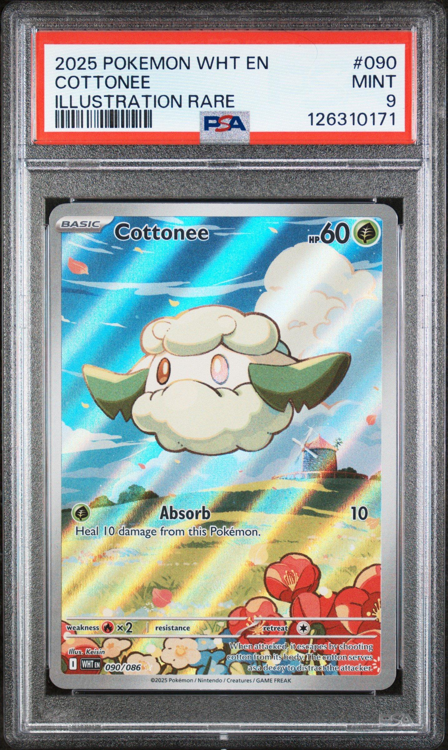 2025 Pokemon Wht En-white Flare 090 Cottonee Illustration Rare PSA 9