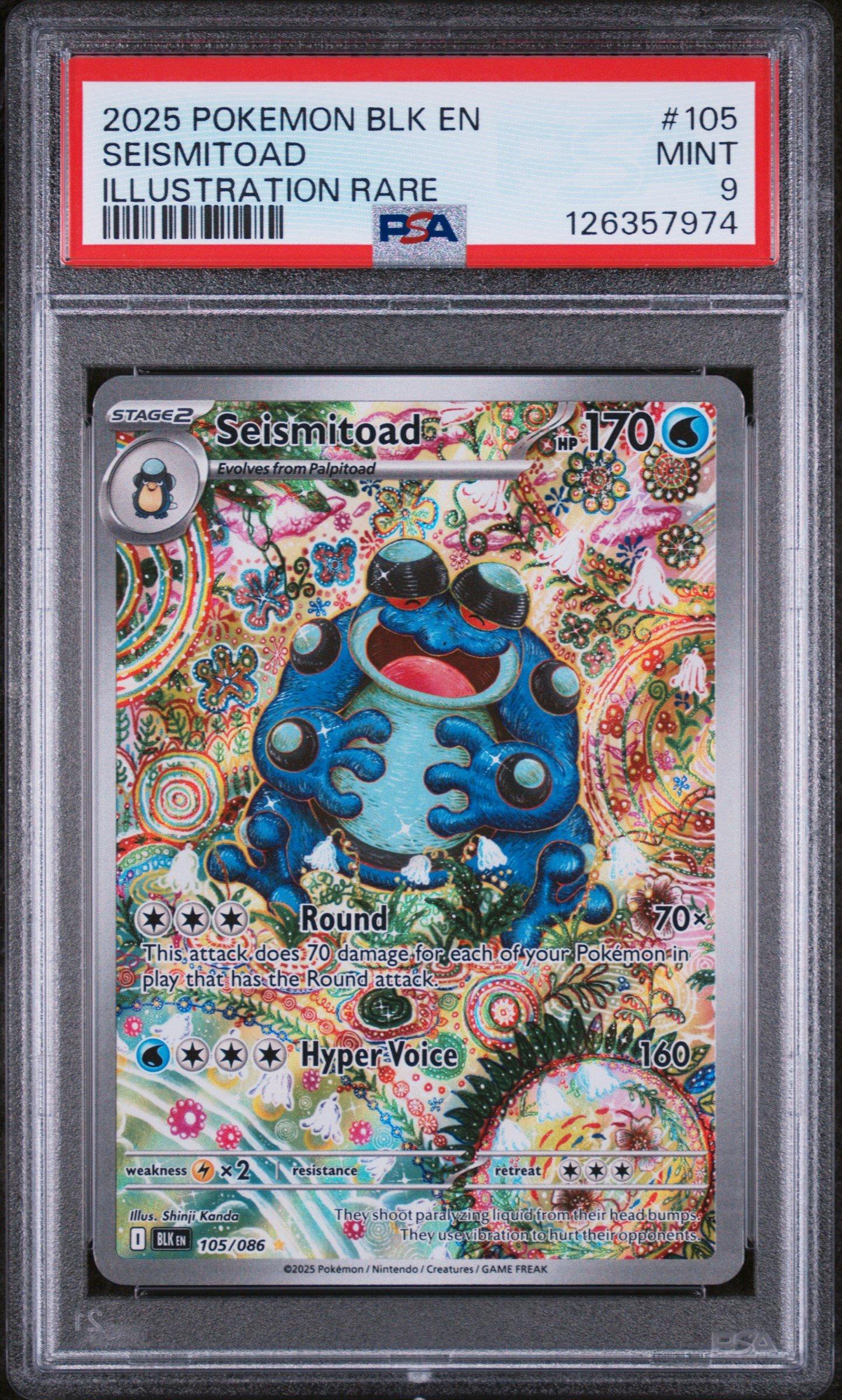 2025 Pokemon Blk En-black Bolt 105 Seismitoad Illustration Rare