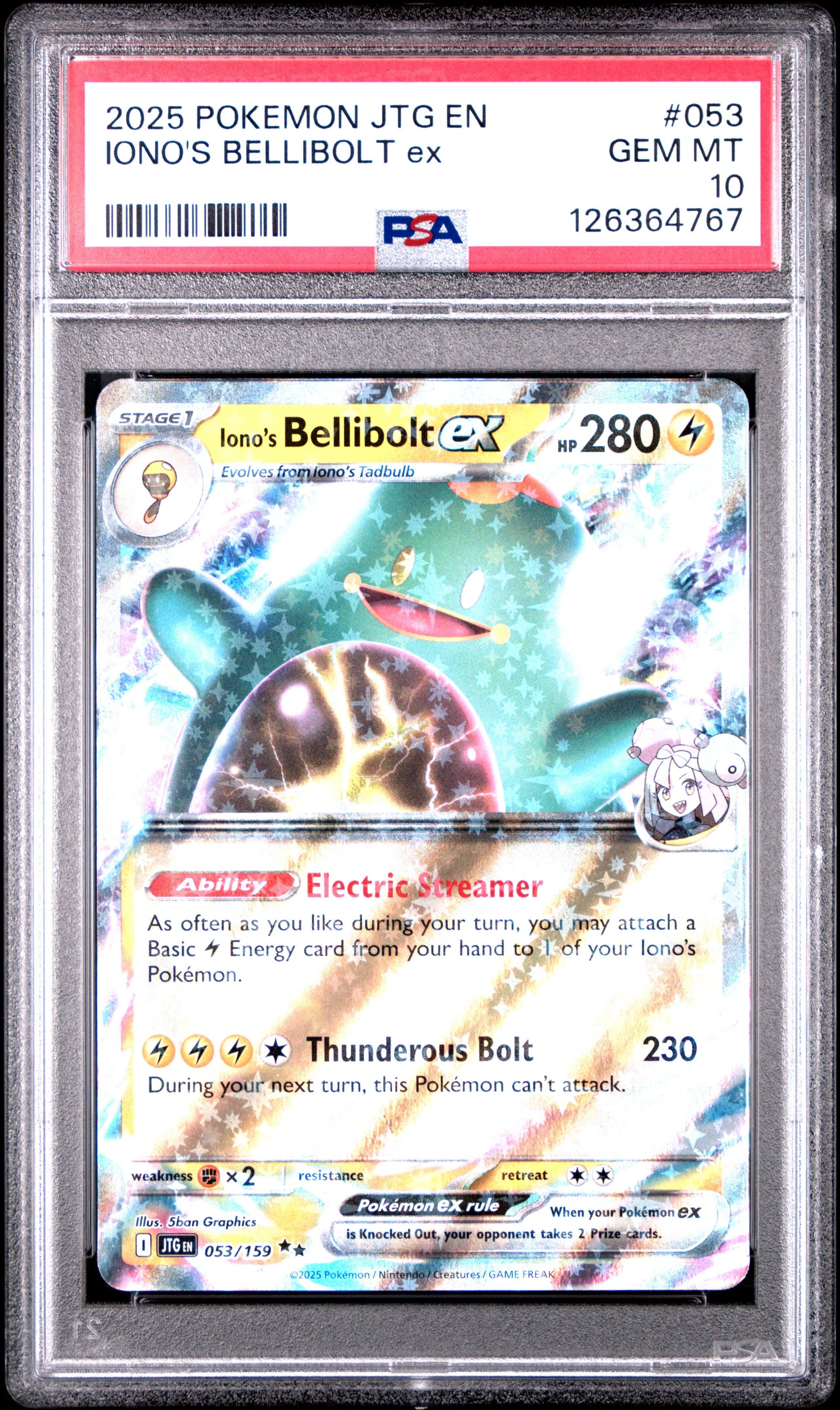 2025 Pokemon Jtg En-journey Together 053 Iono's Bellibolt Ex PSA